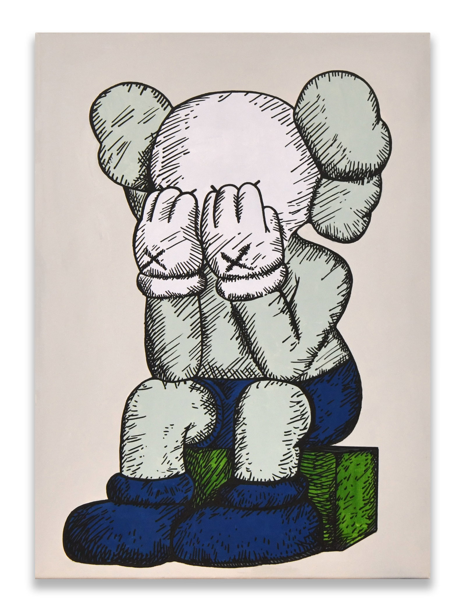 KAWS (CONTEMPORARY), ATTRIBUTED TO, ACRYLIC ON CANVAS: KAWS (CONTEMPORARY), ATTRIBUTED TO, ACRYLIC ON CANVAS Dimensions: Image size: 69.5 x 49.5 cm. All measured values are approximate. Provenance and Authenticity: This artwork is presented in the manner 