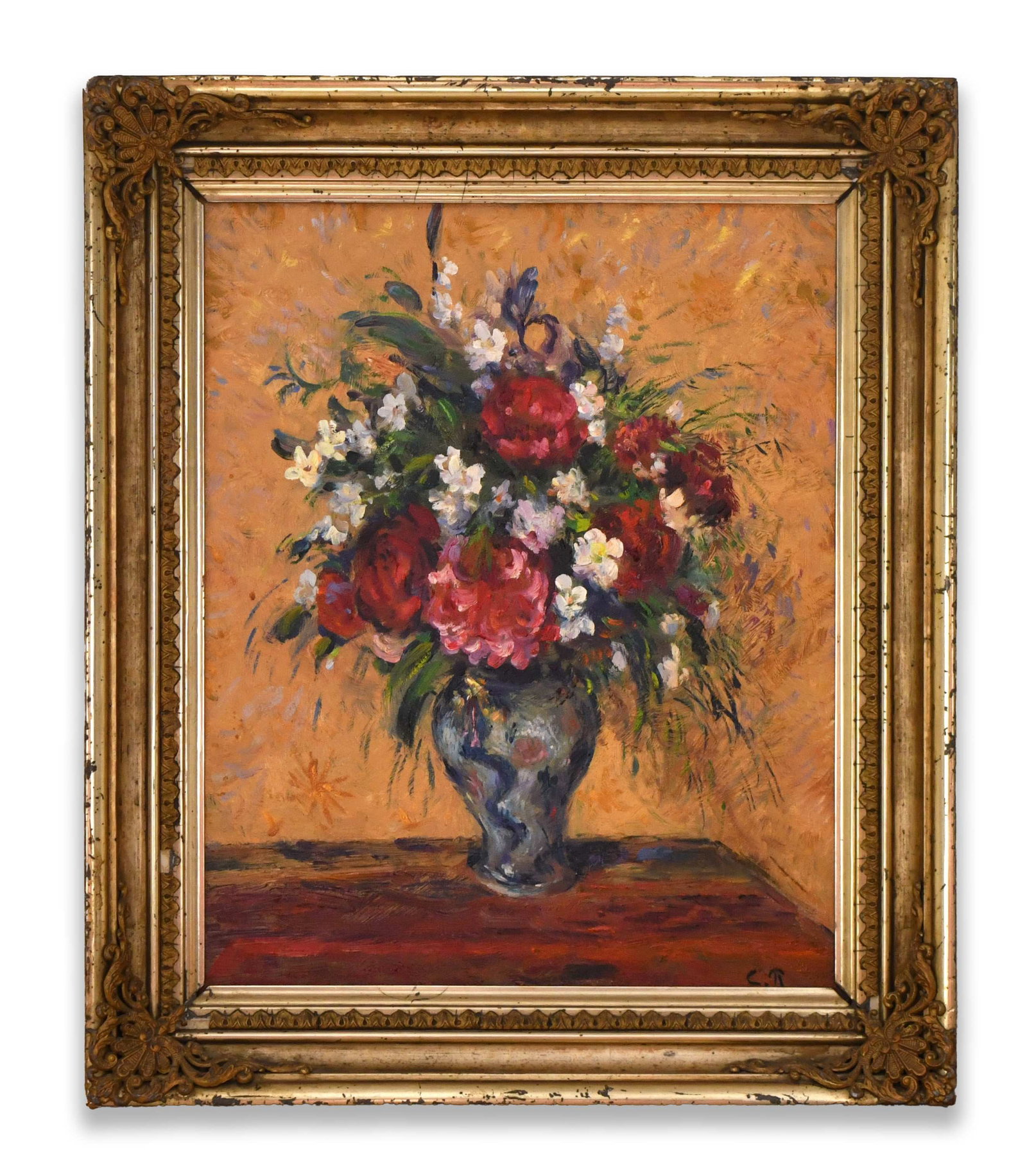CAMILLE PISSARRO (1830-1903), ATTRIBUTED TO, OIL ON CANVAS: CAMILLE PISSARRO (1830-1903), ATTRIBUTED TO, OIL ON CANVAS Dimensions: Image size: 32.6 x 40 cm. All measured values are approximate. Outer frame size: 42.5 x 50 cm. All measured values are