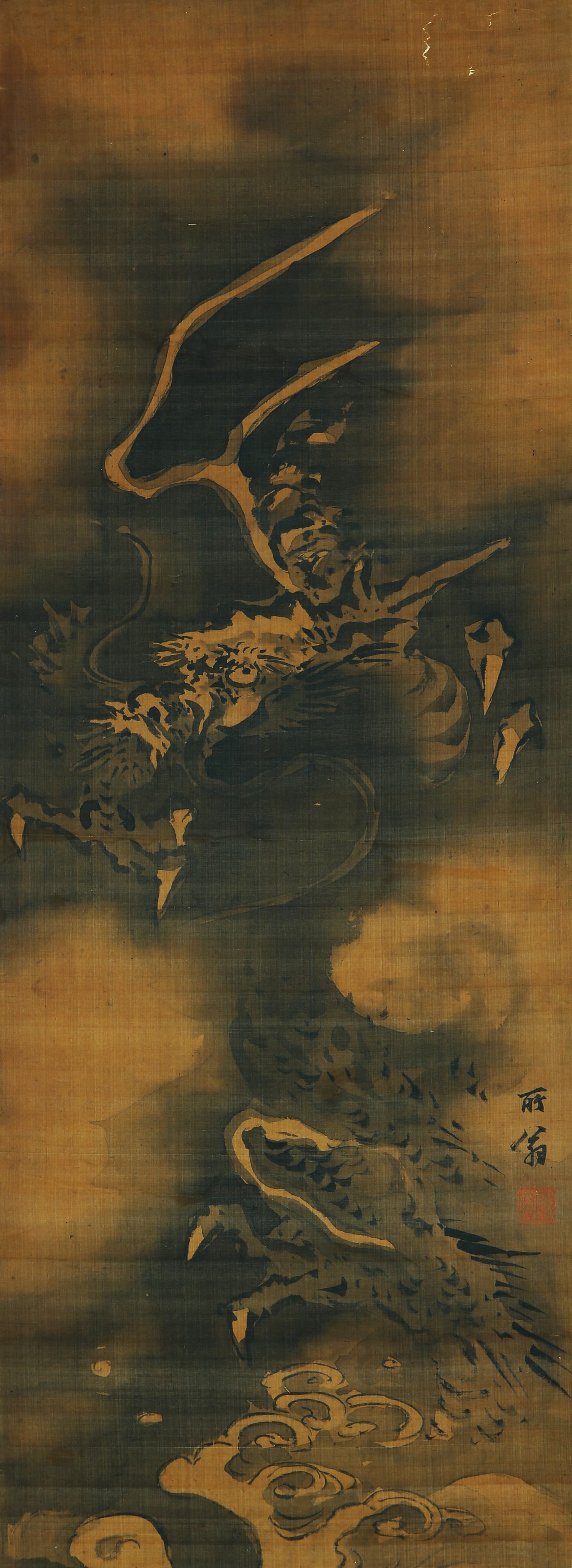 CHEN RONG (ACTIVE 13TH C.), ATTRIBUTED TO, INK DRAGON: CHEN RONG (ACTIVE 13TH C.), ATTRIBUTED TO, INK DRAGON Dimensions: Length: 82 cm (32.28 in.), Width: 30 cm (11.81 in.). All measurements are approximate.