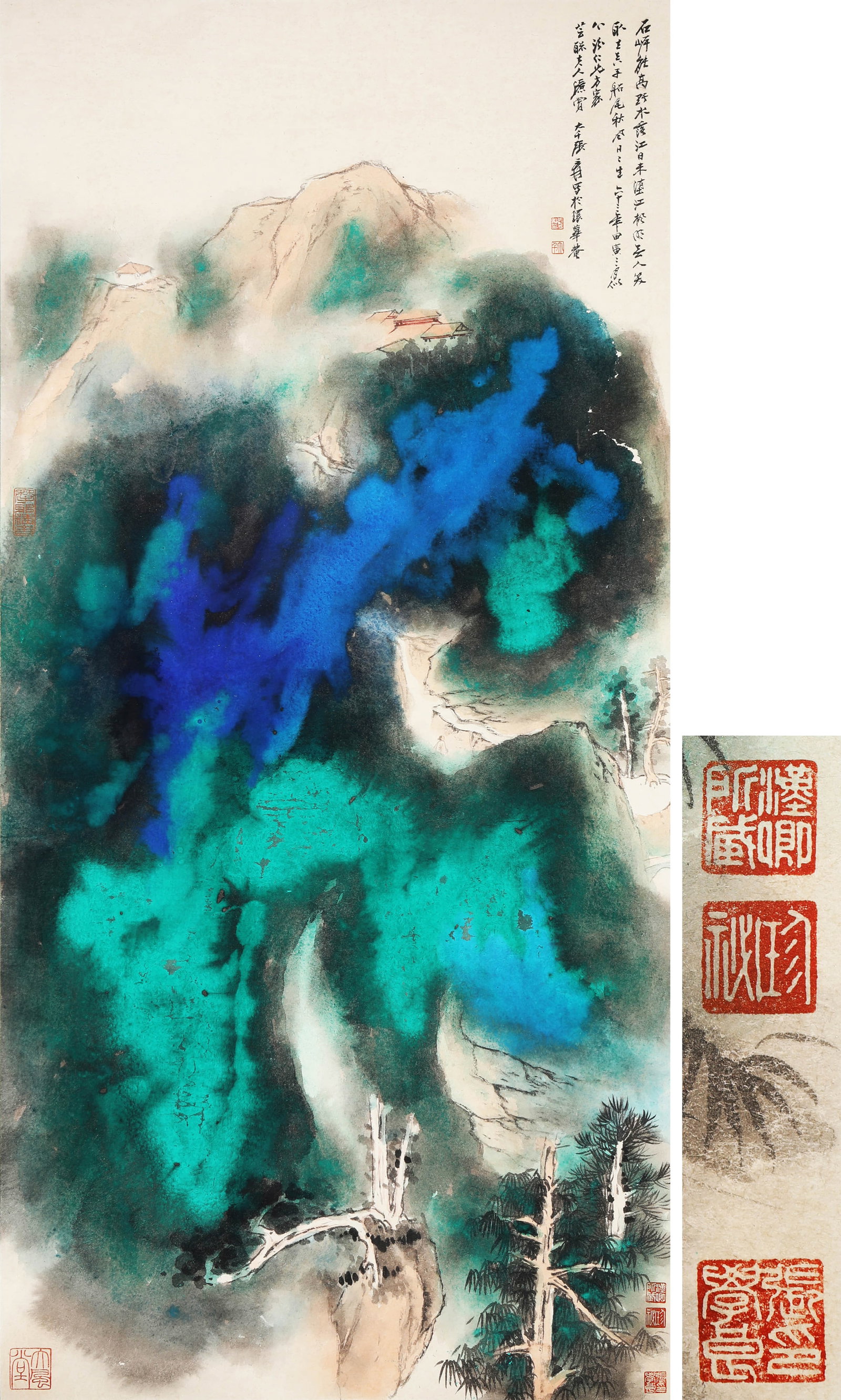 ZHANG DAQIAN (1899-1983), ATTRIBUTED TO, LANDSCAPE: ZHANG DAQIAN (1899-1983), ATTRIBUTED TO, LANDSCAPE Formerly in the collection of Dingyuan Zhai. Dimensions: Length: 138 cm (54.33 in.), Width: 66 cm (25.98 in.). All measurements are approximate.
