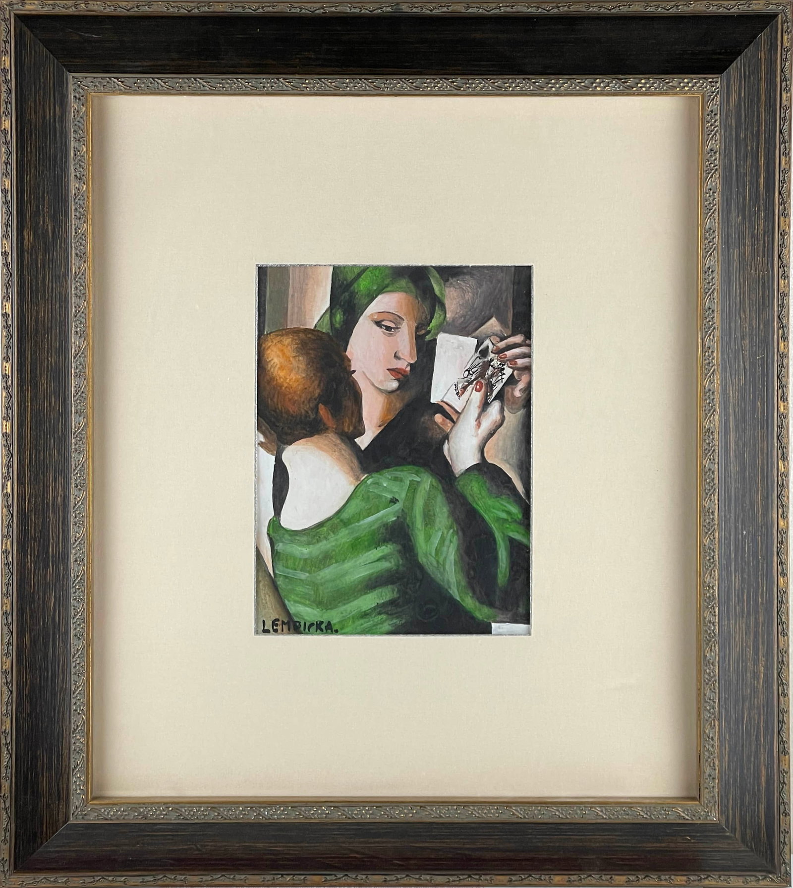 TAMARA DE LEMPICKA (1898-1980), ATTRIBUTED TO, MIXED MEDIA ON PAPER: TAMARA DE LEMPICKA (1898-1980), ATTRIBUTED TO, MIXED MEDIA ON PAPER Dimensions: Length: 25.6 cm (10.08 in.), Width: 19 cm (7.48 in.). All measurements are approximate.