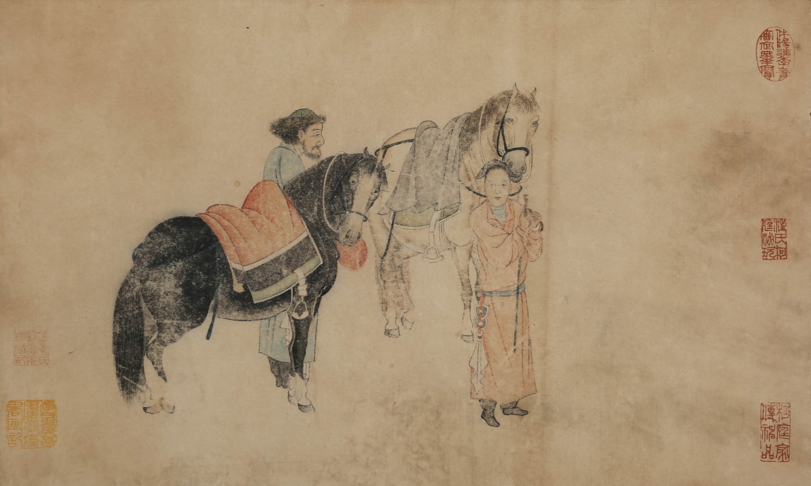 ANONYMOUS, HORSE AND FIGURE: ANONYMOUS, HORSE AND FIGURE Dimensions: Height: 45 cm (17.72 in.), Width: 27 cm (10.63 in.). All measurements are approximate.