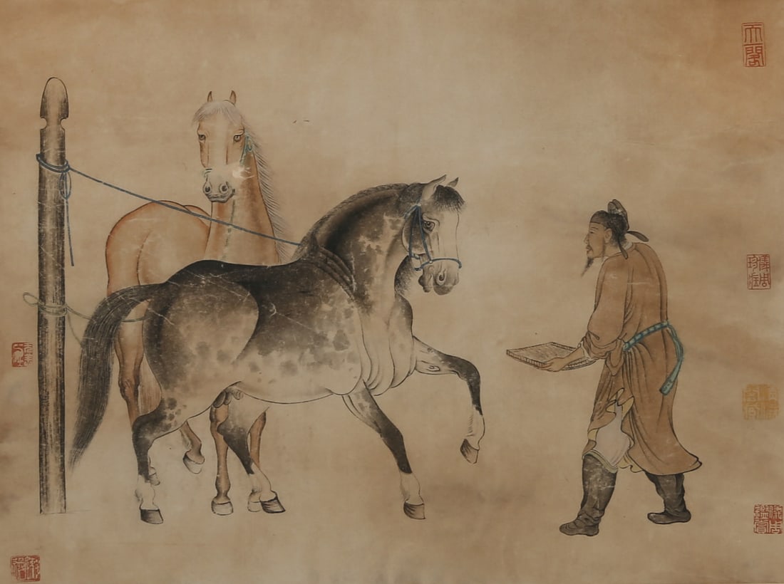 ANONYMOUS, HORSE AND FIGURE: ANONYMOUS, HORSE AND FIGURE Dimensions: Height: 46 cm (18.11 in.), Width: 34 cm (13.39 in.). All measurements are approximate.