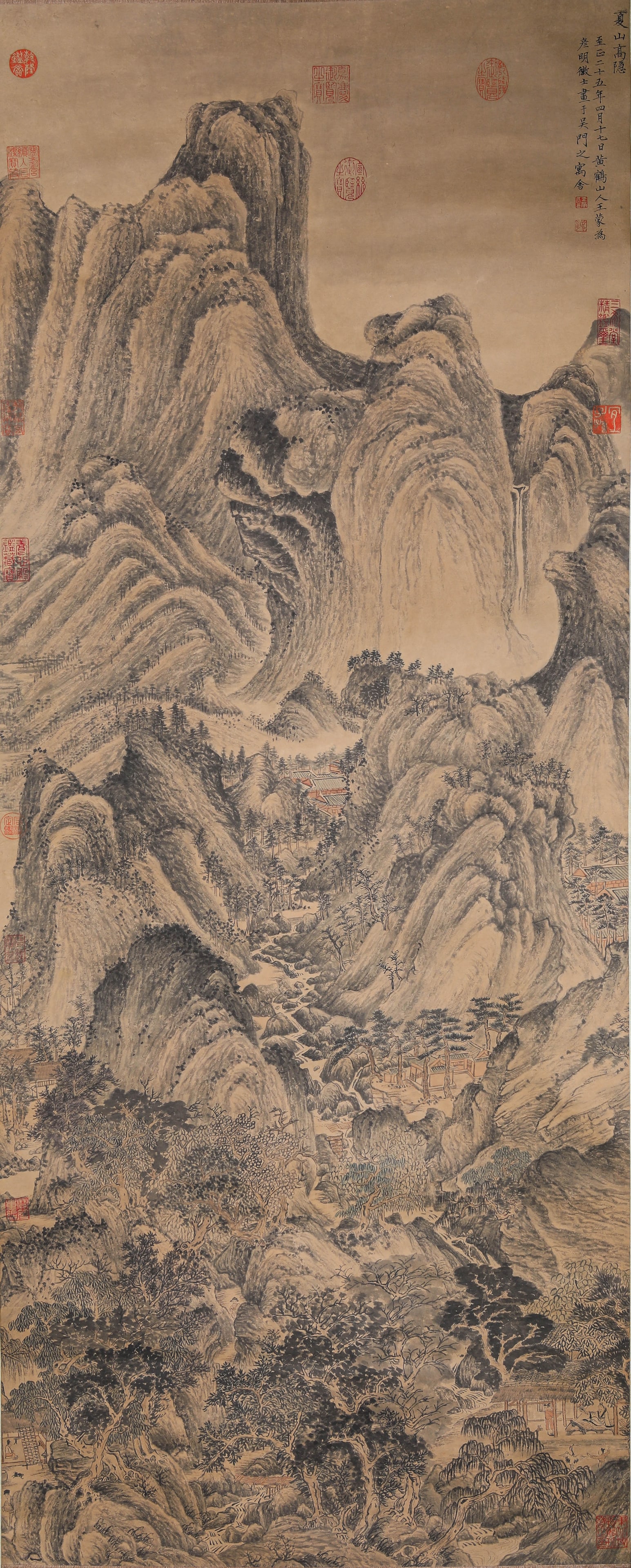 WANG MENG (1308-1385), ATTRIBUTED TO, HIGH RETREAT IN SUMMER MOUNTAINS (1 of 9)