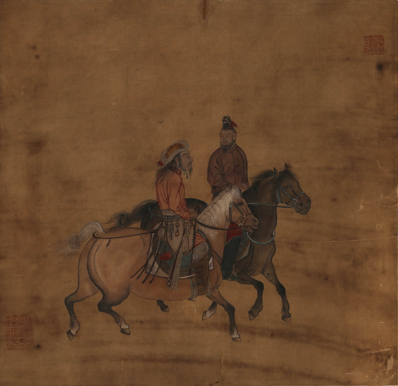 ANONYMOUS, HORSE AND FIGURE: ANONYMOUS, HORSE AND FIGURE Dimensions: Height: 28 cm (11.02 in.), Width: 29 cm (11.42 in.). All measurements are approximate.
