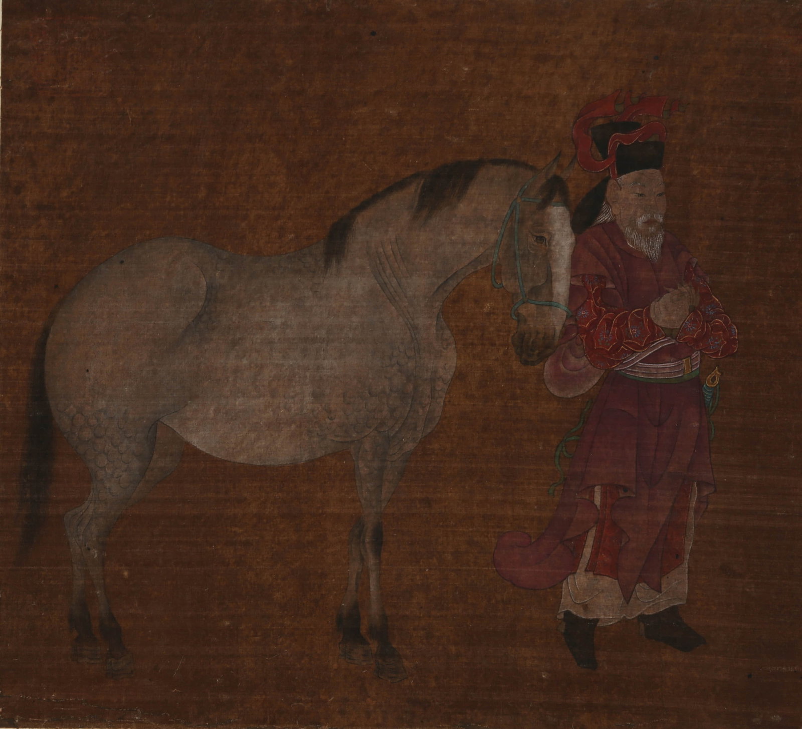 ANONYMOUS, HORSE AND FIGURE: ANONYMOUS, HORSE AND FIGURE Dimensions: Height: 38 cm (14.96 in.), Width: 34 cm (13.39 in.). All measurements are approximate.