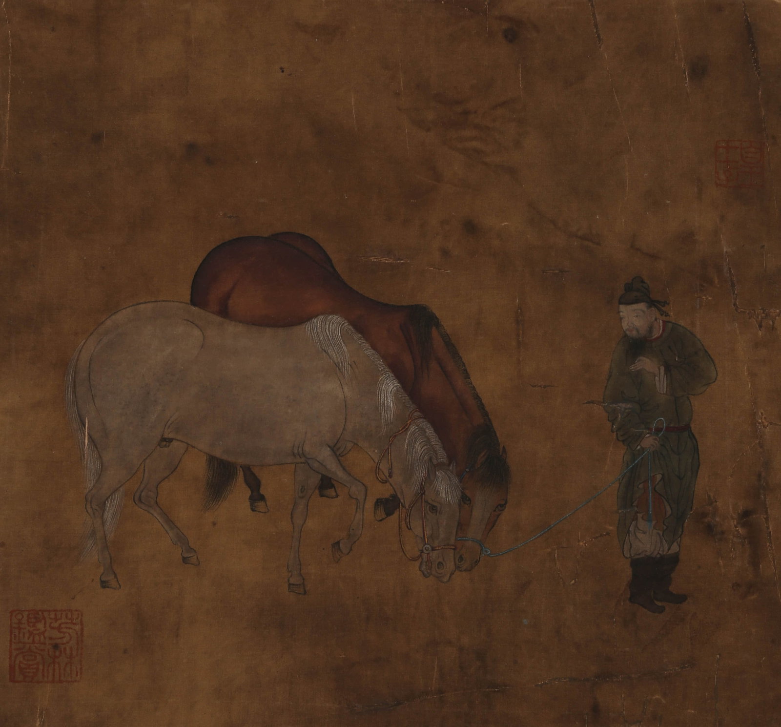 ANONYMOUS, HORSE AND FIGURE: ANONYMOUS, HORSE AND FIGURE Dimensions: Height: 28 cm (11.02 in.), Width: 30 cm (11.81 in.). All measurements are approximate.