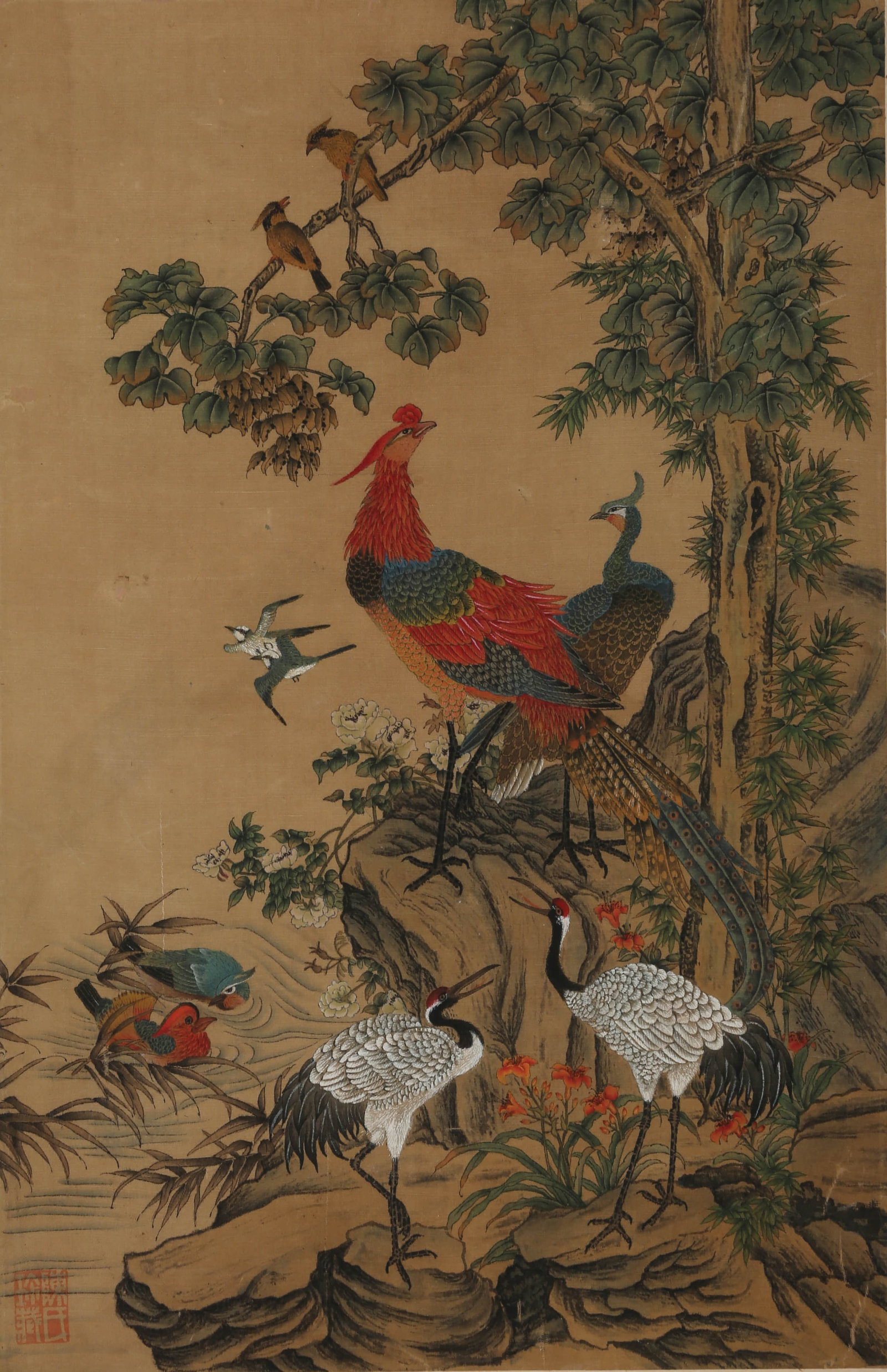 ANONYMOUS, ONE HUNDRED BIRDS: ANONYMOUS, ONE HUNDRED BIRDS Dimensions: Height: 40 cm (15.75 in.), Width: 26 cm (10.24 in.). All measurements are approximate.