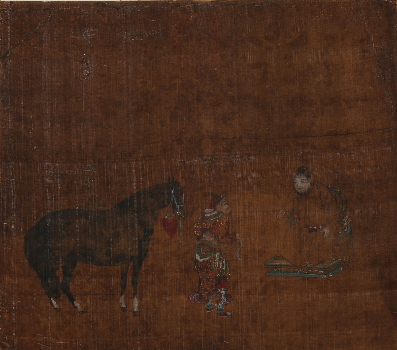 ANONYMOUS, HORSE AND FIGURE: ANONYMOUS, HORSE AND FIGURE Dimensions: Height: 33 cm (12.99 in.), Width: 29 cm (11.42 in.). All measurements are approximate.