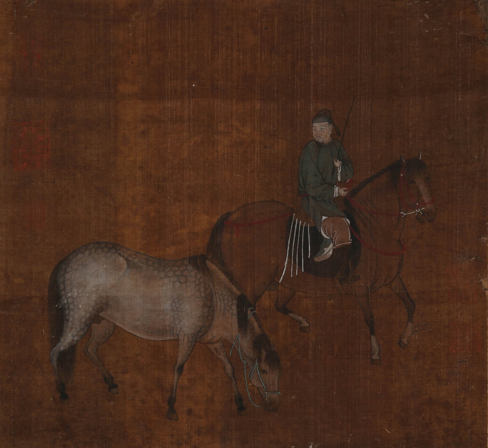 ANONYMOUS, HORSE AND FIGURE: ANONYMOUS, HORSE AND FIGURE Dimensions: Height: 34 cm (13.39 in.), Width: 31 cm (12.20 in.). All measurements are approximate.