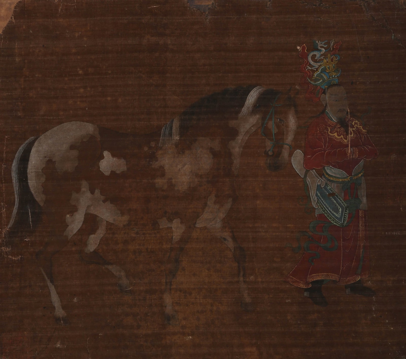ANONYMOUS, HORSE AND FIGURE: ANONYMOUS, HORSE AND FIGURE Dimensions: Height: 34 cm (13.39 in.), Width: 38 cm (14.96 in.). All measurements are approximate.