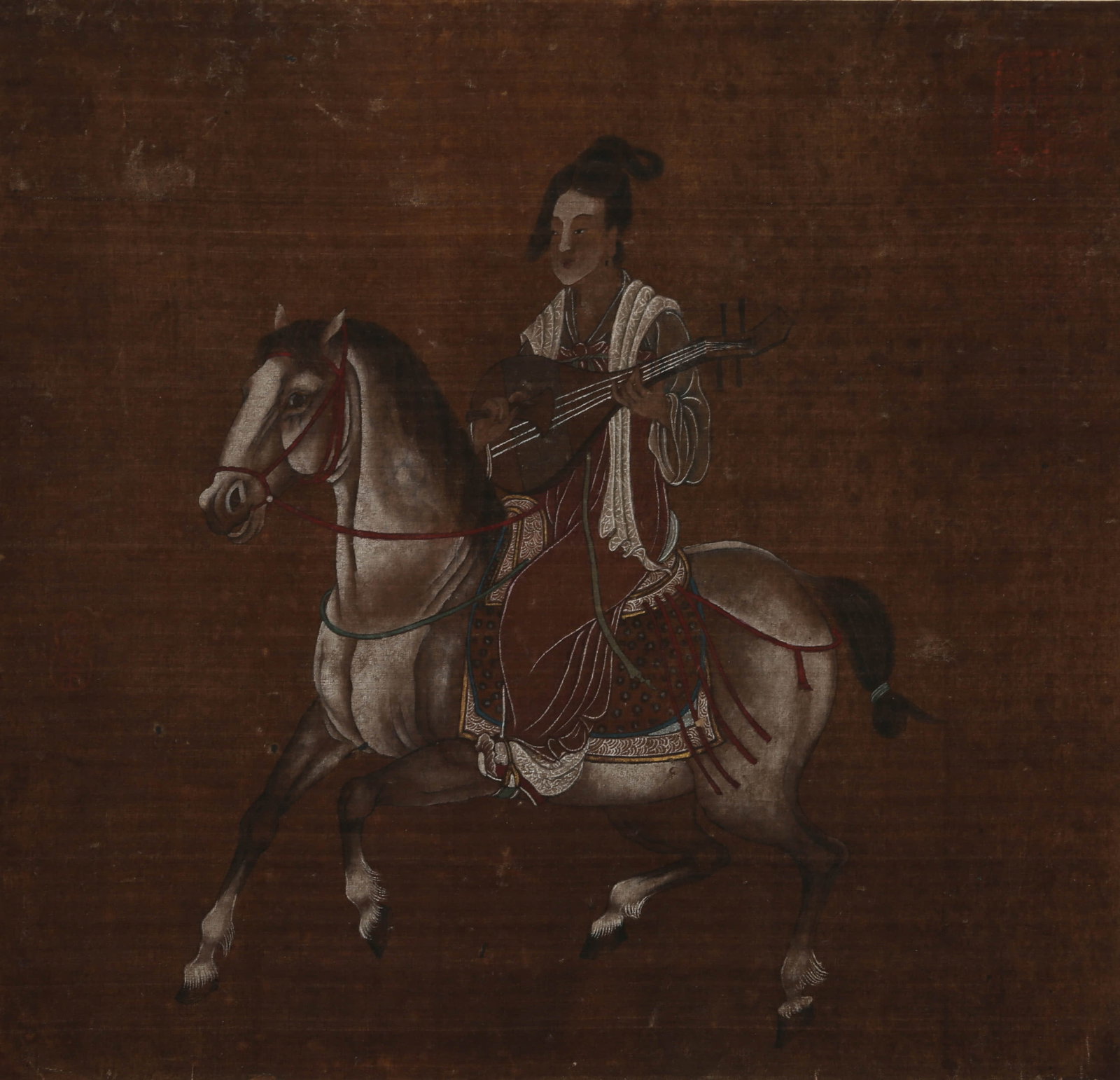 ANONYMOUS, HORSE AND FIGURE: ANONYMOUS, HORSE AND FIGURE Dimensions: Height: 34 cm (13.39 in.), Width: 35 cm (13.78 in.). All measurements are approximate.