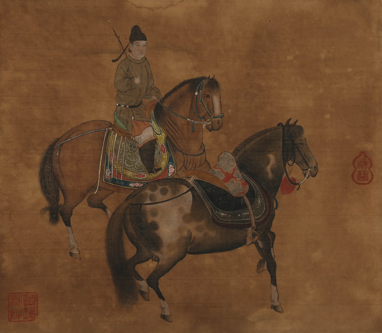 ANONYMOUS, HORSE AND FIGURE: ANONYMOUS, HORSE AND FIGURE Dimensions: Height: 28 cm (11.02 in.), Width: 24 cm (9.45 in.). All measurements are approximate.