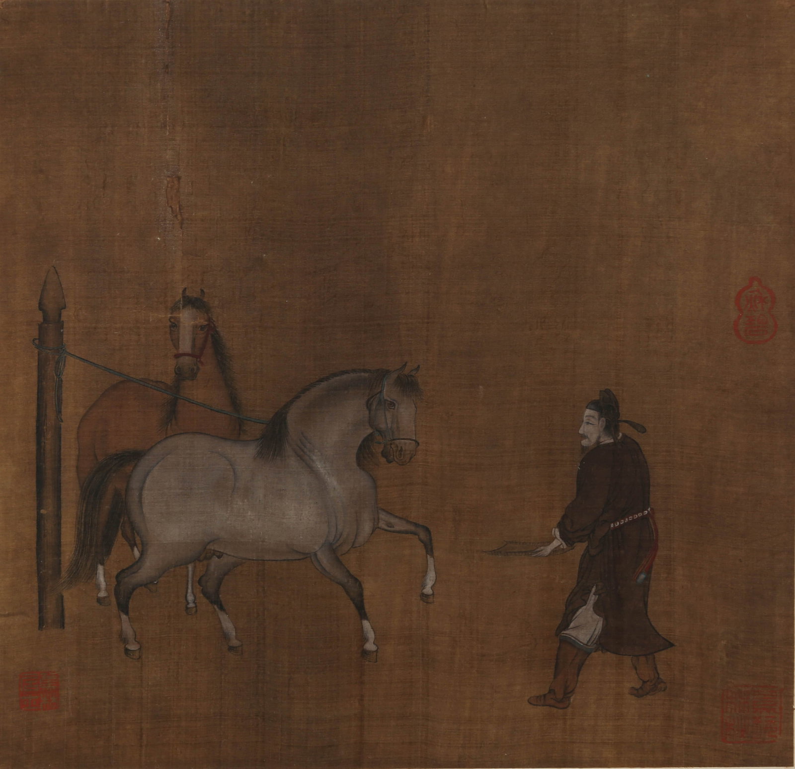 ANONYMOUS, HORSE AND FIGURE: ANONYMOUS, HORSE AND FIGURE Dimensions: Height: 28 cm (11.02 in.), Width: 28 cm (11.02 in.). All measurements are approximate.