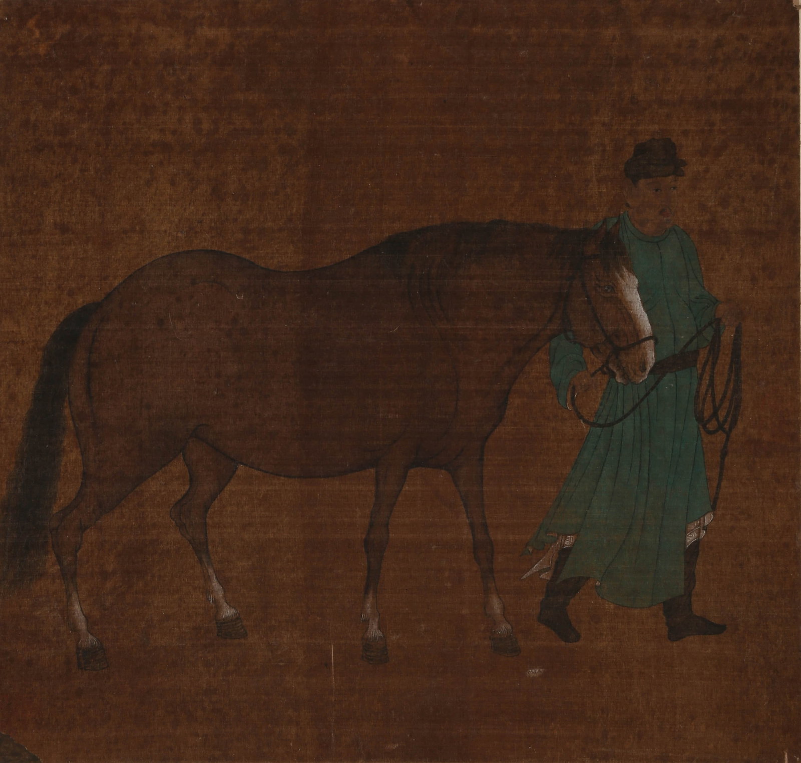 ANONYMOUS, HORSE AND FIGURE: ANONYMOUS, HORSE AND FIGURE Dimensions: Height: 35 cm (13.78 in.), Width: 34 cm (13.39 in.). All measurements are approximate.