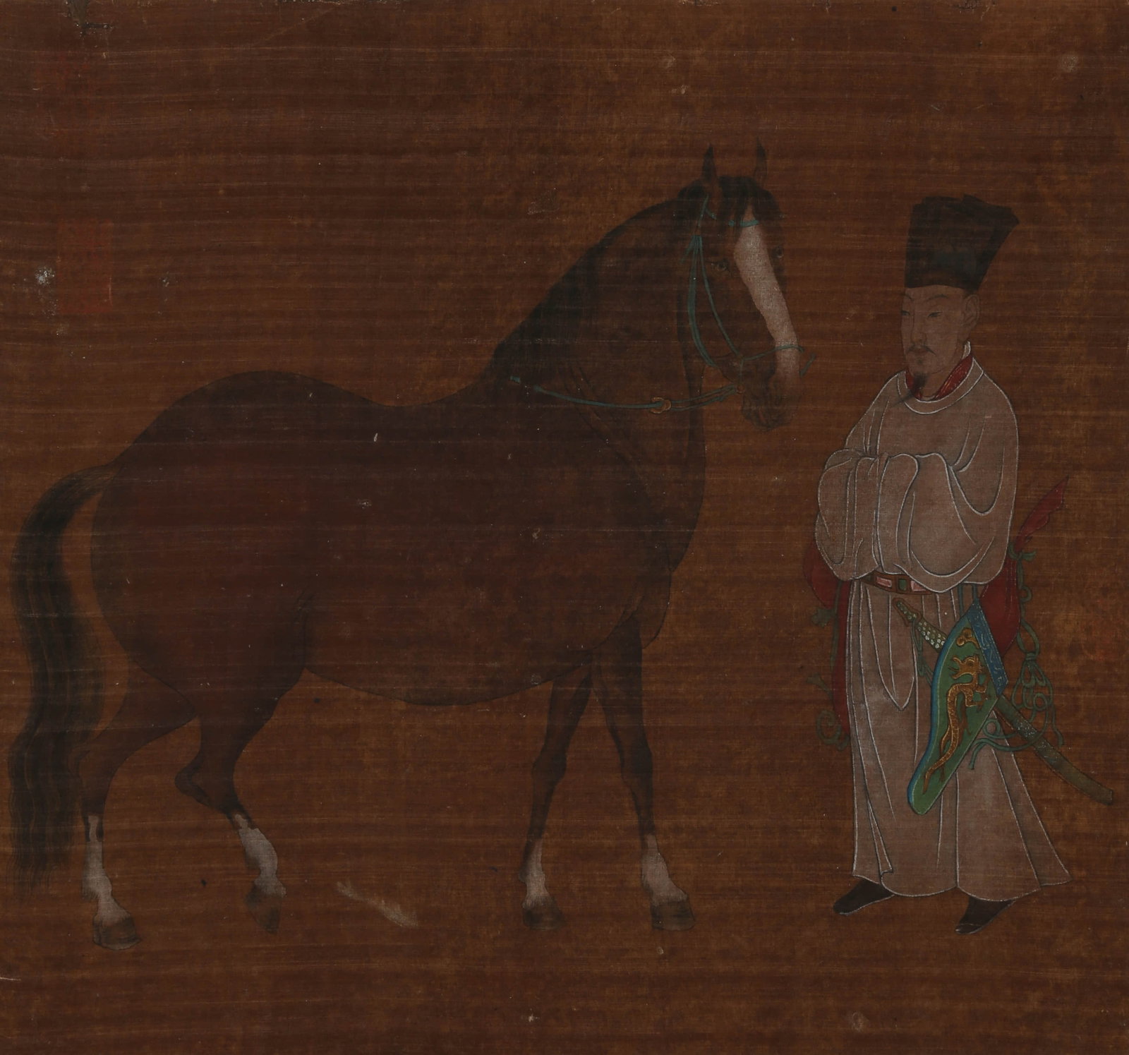 ANONYMOUS, HORSE AND FIGURE: ANONYMOUS, HORSE AND FIGURE Dimensions: Height: 36 cm (14.17 in.), Width: 34 cm (13.39 in.). All measurements are approximate.
