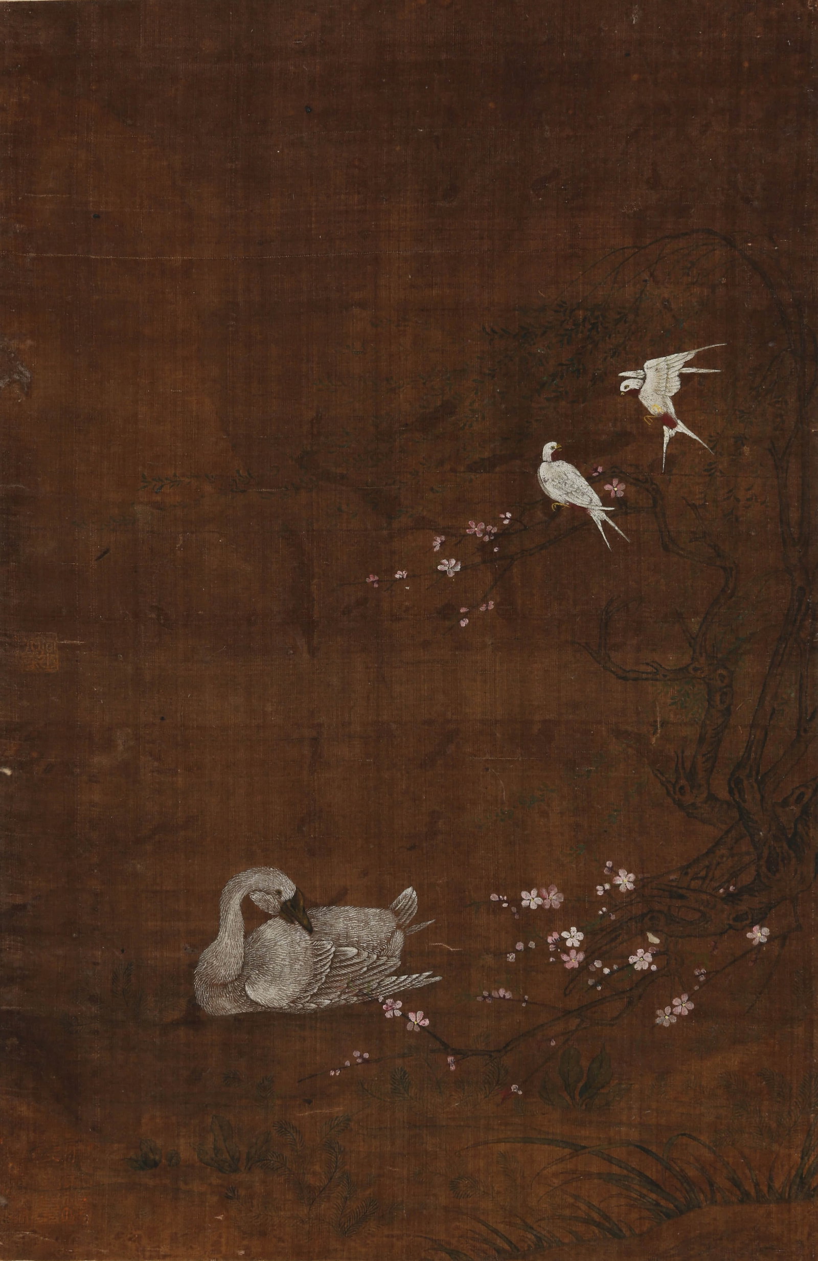 ANONYMOUS, FLOWER AND BIRD: ANONYMOUS, FLOWER AND BIRD Dimensions: Height: 29 cm (11.42 in.), Width: 45 cm (17.72 in.). All measurements are approximate.
