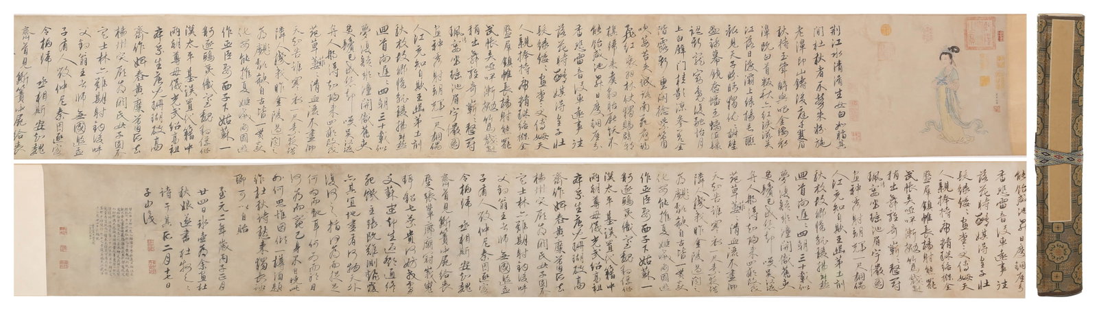 ZHOU LANGBO , ATTRIBUTED TO, CALLIGRAPHY: ZHOU LANGBO , ATTRIBUTED TO, CALLIGRAPHY Dimensions: Height: 340 cm (133.86 in.), Width: 33 cm (12.99 in.). All measurements are approximate.