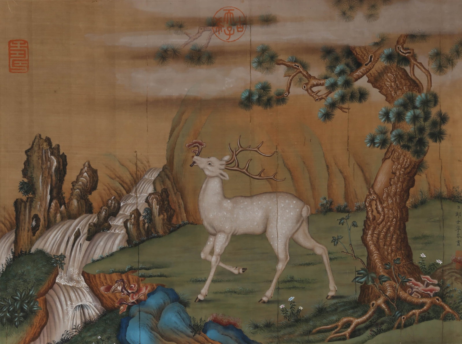 GIUSEPPE CASTIGLIONE (1688-1766), ATTRIBUTED TO, DEER: GIUSEPPE CASTIGLIONE (1688-1766), ATTRIBUTED TO, DEER Dimensions: Height: 45 cm (17.72 in.), Width: 60 cm (23.62 in.). All measurements are approximate.