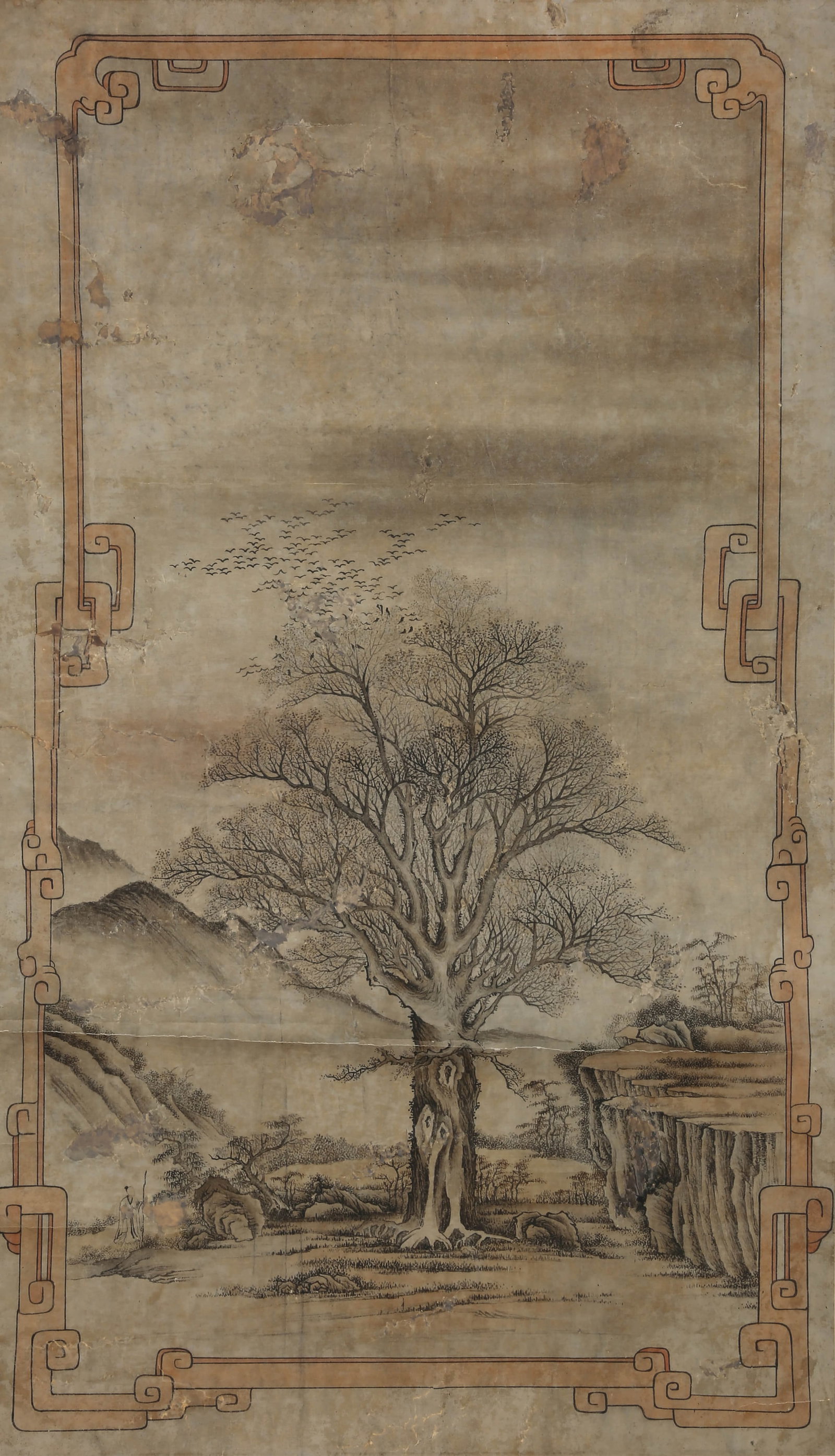 ANONYMOUS, LANDSCAPE: ANONYMOUS, LANDSCAPE Dimensions: Height: 91 cm (35.83 in.), Width: 51 cm (20.08 in.). All measurements are approximate.