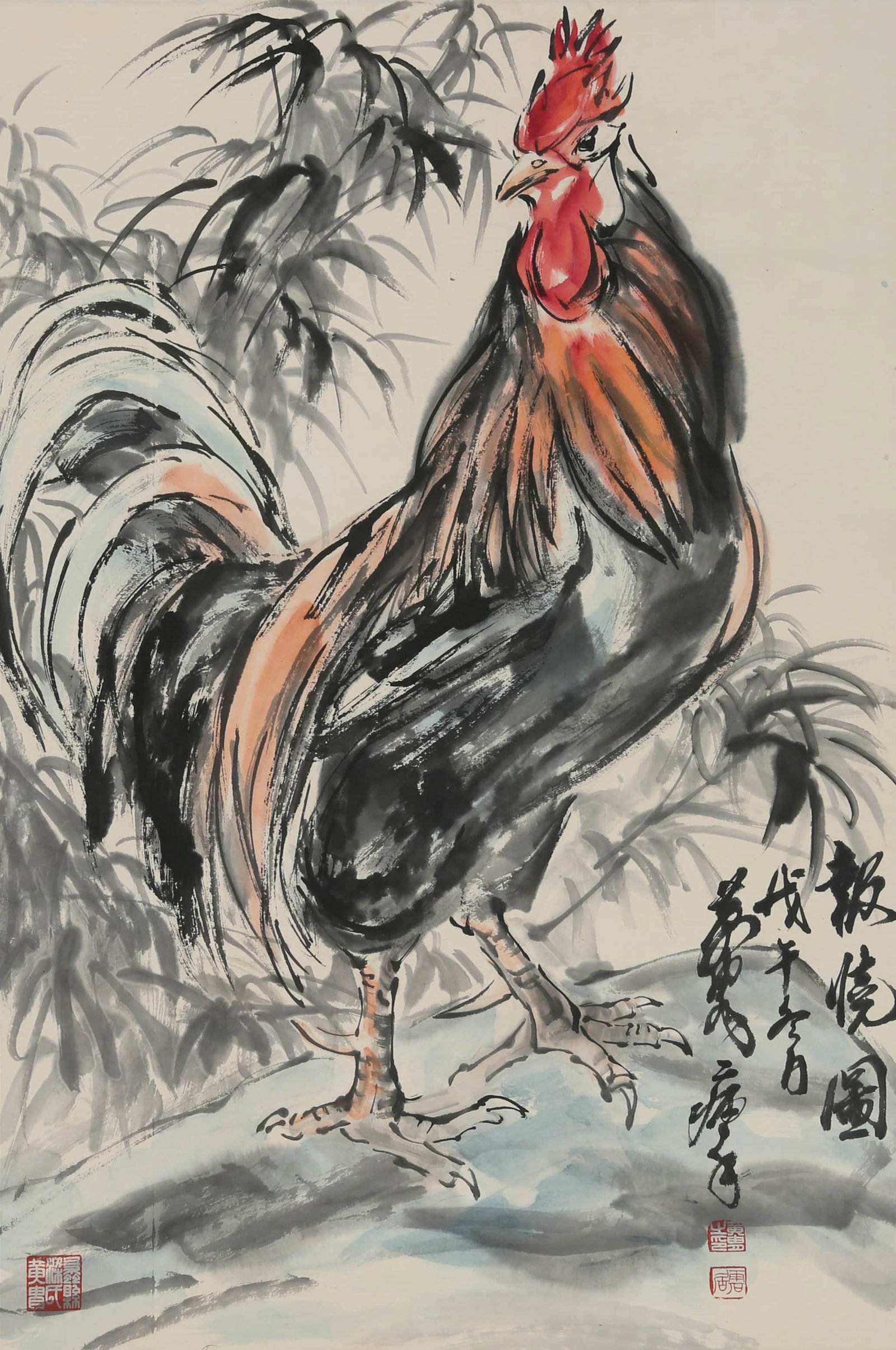 HUANG ZHOU (1925-1997), ATTRIBUTED TO, ROOSTER: HUANG ZHOU (1925-1997), ATTRIBUTED TO, ROOSTER Dimensions: Height: 68 cm (26.77 in.), Width: 45 cm (17.72 in.). All measurements are approximate.