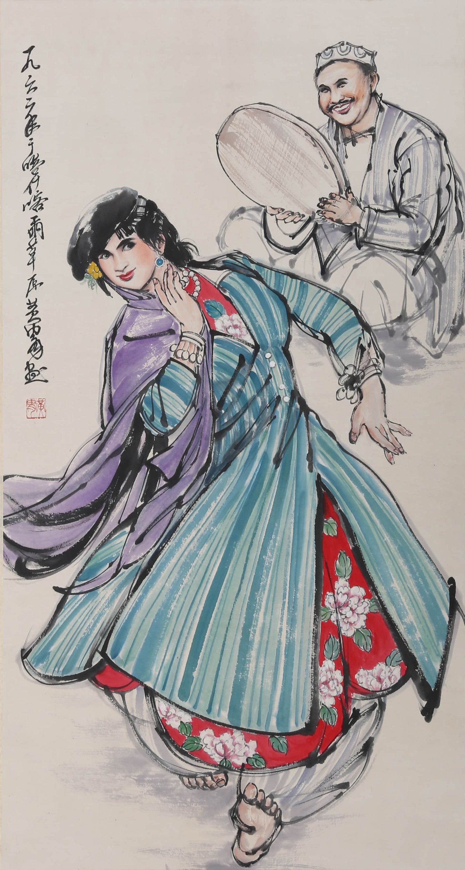 HUANG ZHOU (1925-1997), ATTRIBUTED TO, FIGURE: HUANG ZHOU (1925-1997), ATTRIBUTED TO, FIGURE Dimensions: Height: 93 cm (36.61 in.), Width: 50 cm (19.69 in.). All measurements are approximate.