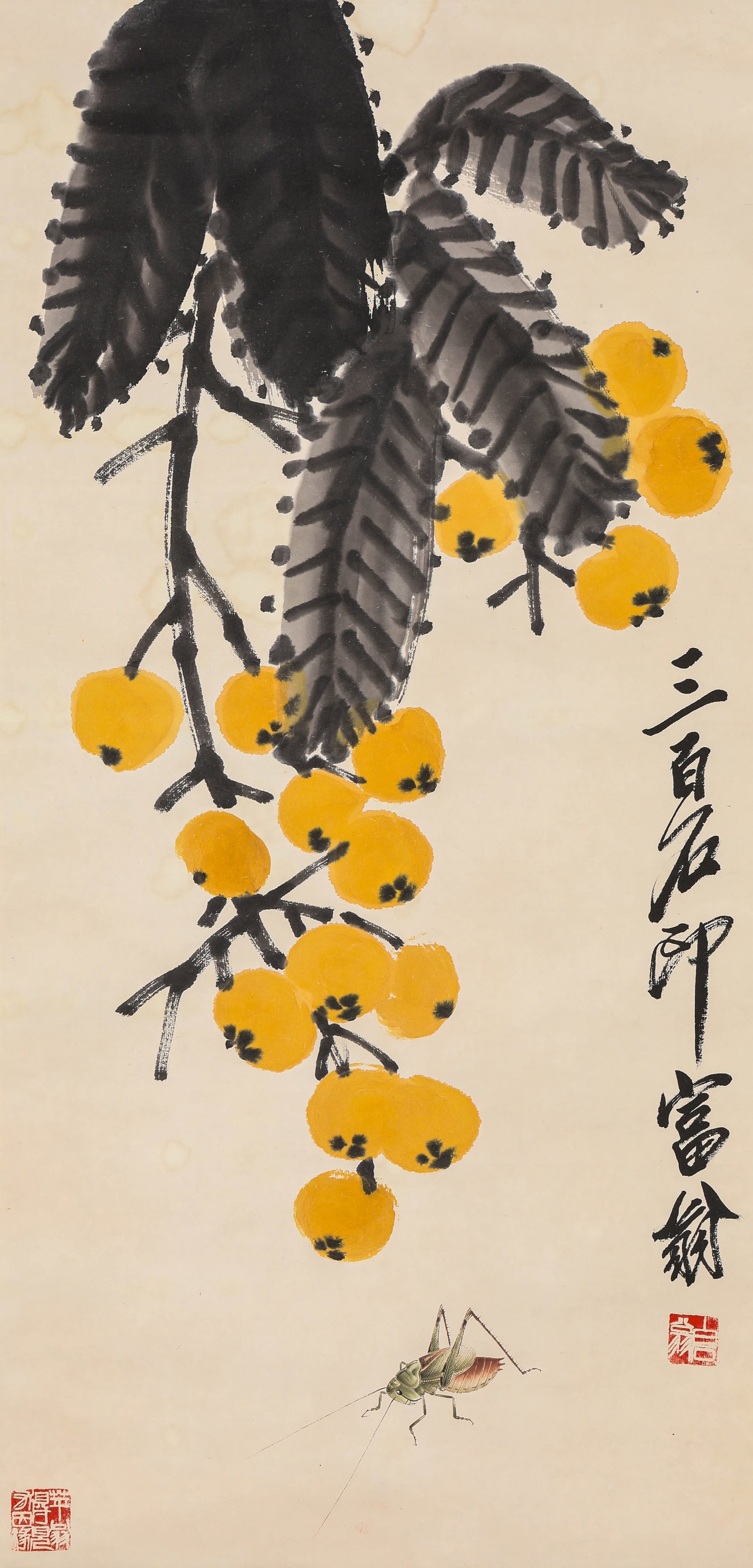 QI BAISHI (1864-1957), ATTRIBUTED TO, LOQUAT AND GRASS (1 of 4)