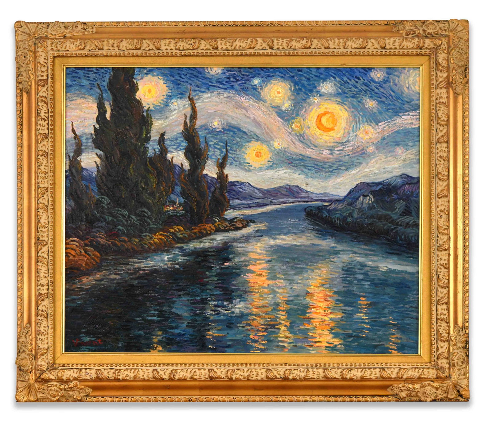 VINCENT VAN GOGH (1853-1890), ATTRIBUTED TO, OIL ON CANVAS: VINCENT VAN GOGH (1853-1890), ATTRIBUTED TO, OIL ON CANVAS Dimensions: Image size: 60.7 x 72.6 cm. All measured values are approximate. Outer frame size: 80.2 x 92.4 cm. All measured values are approx