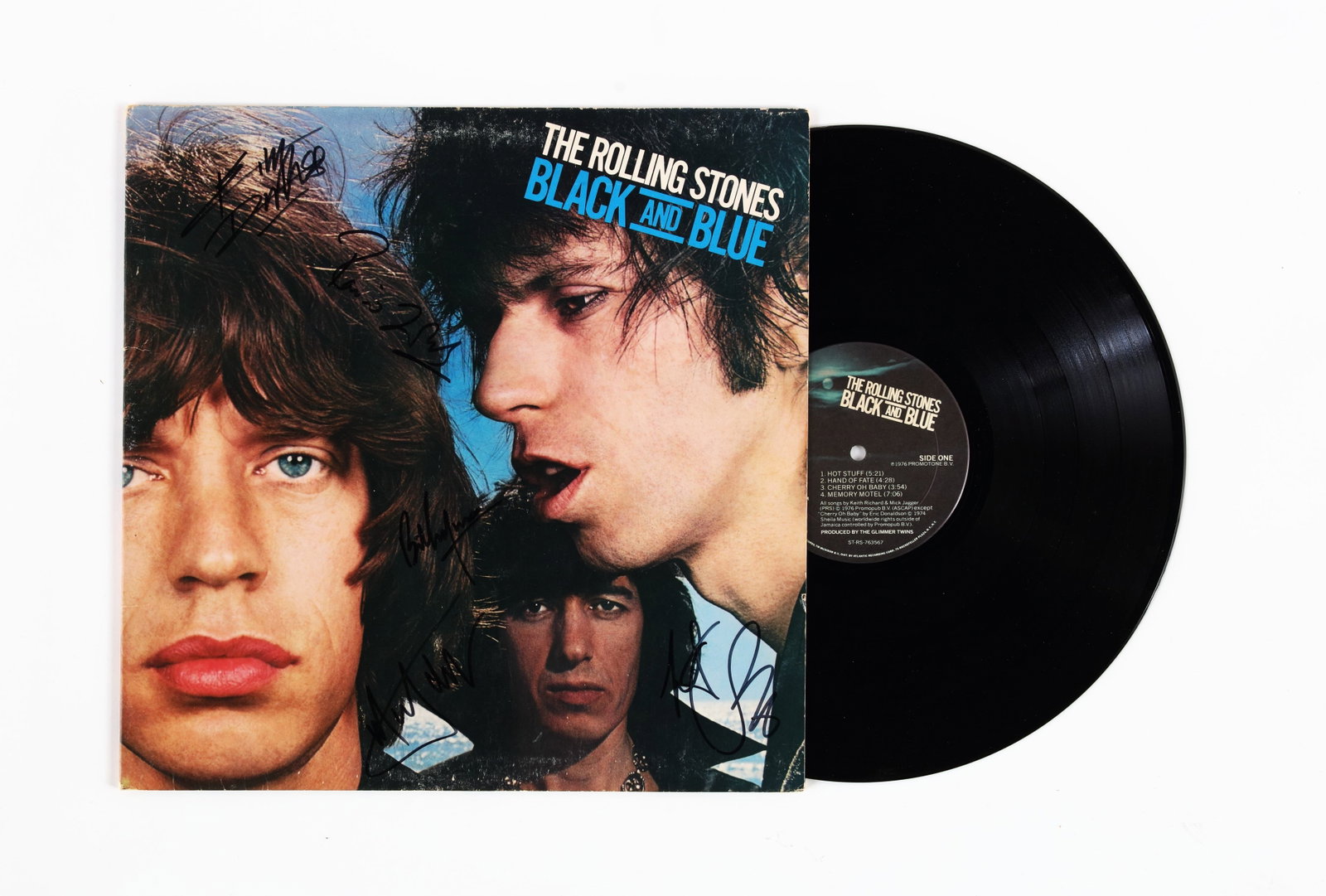 THE ROLLING STONES SIGNED VINYL RECORD OF "BLACK AND BLUE" (1 of 7)