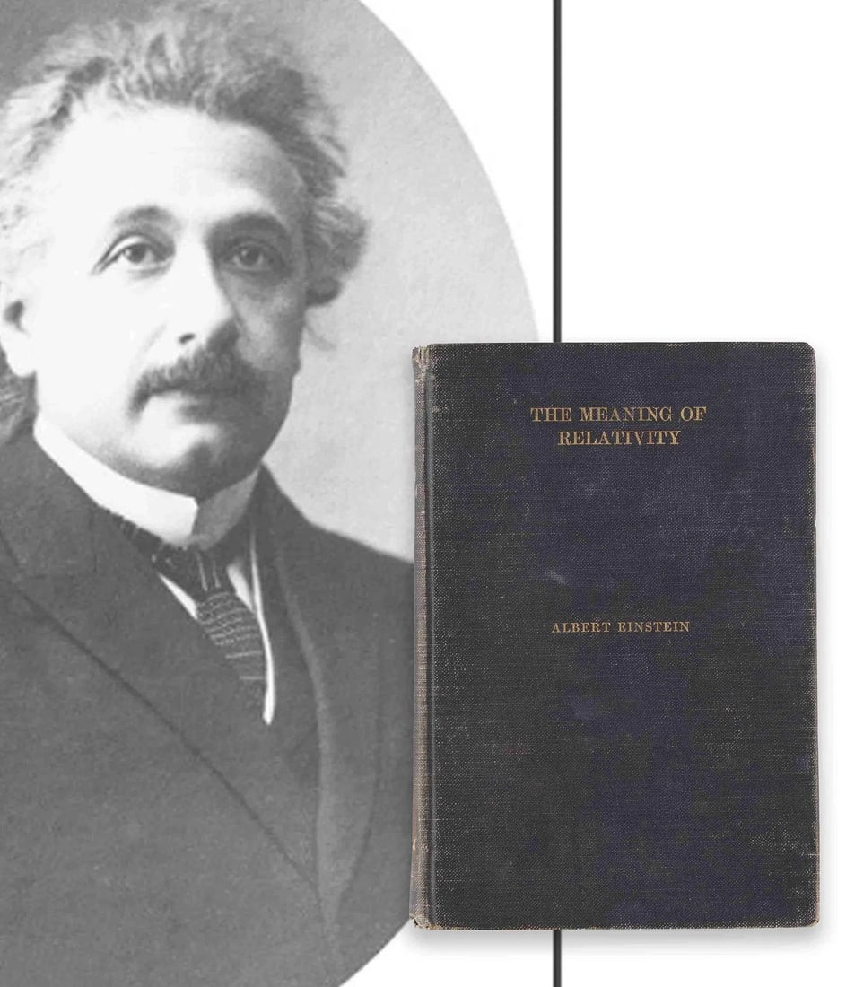 ALBERT EINSTEIN - SIGNED THE MEANING OF RELATIVITY (PRINCETON UNIVERSITY PRESS, 1923 EDITION): ALBERT EINSTEIN - SIGNED THE MEANING OF RELATIVITY (PRINCETON UNIVERSITY PRESS, 1923 EDITION) Provenance and Authenticity: This 1923 printing of The Meaning of Relativity represents one of the earlies