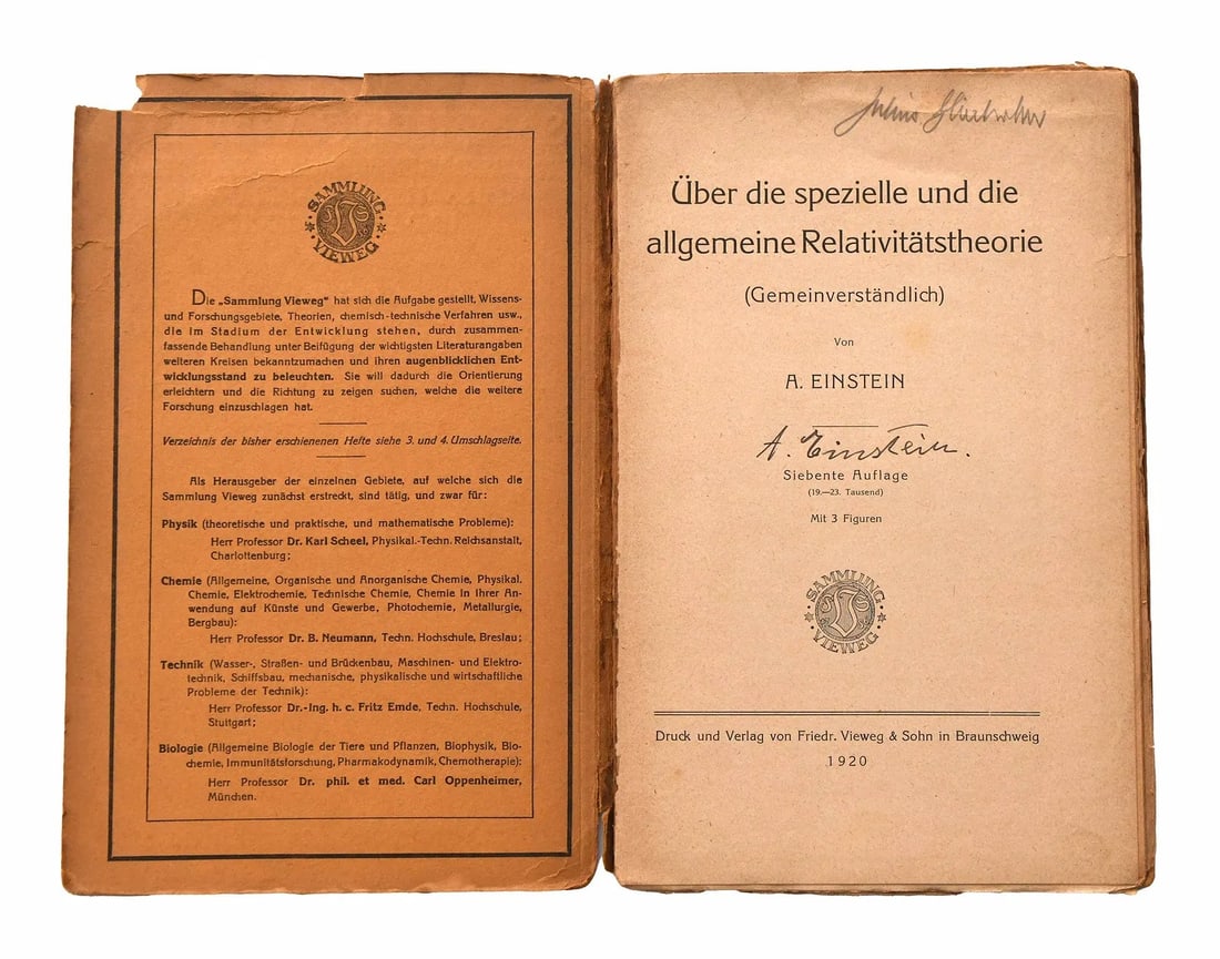 ALBERT EINSTEIN SIGNED RELATIVITY GERMAN EDITION - 2