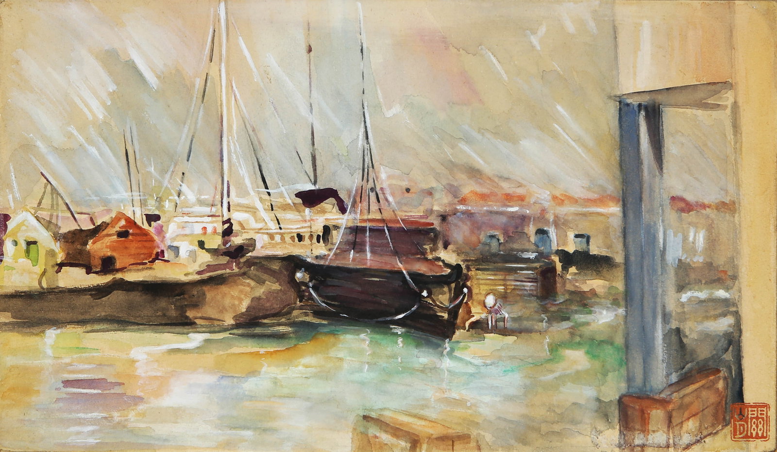 GUAN SHANYUE (1912-2000), ATTRIBUTED TO, FISHING PORT (1 of 6)