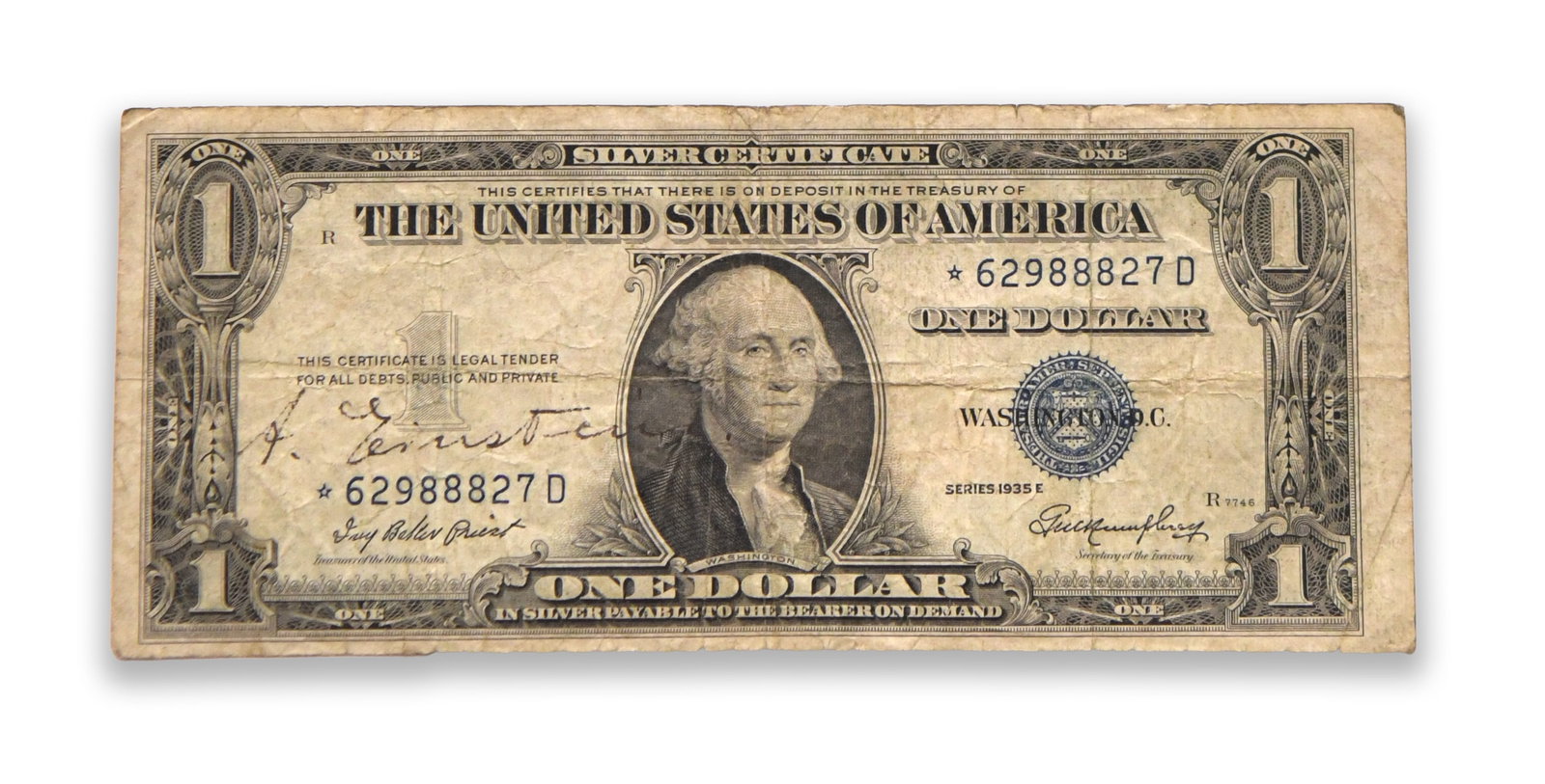 UNITED STATES ONE DOLLAR SILVER CERTIFICATE - SERIES 1935 E (1 of 2)