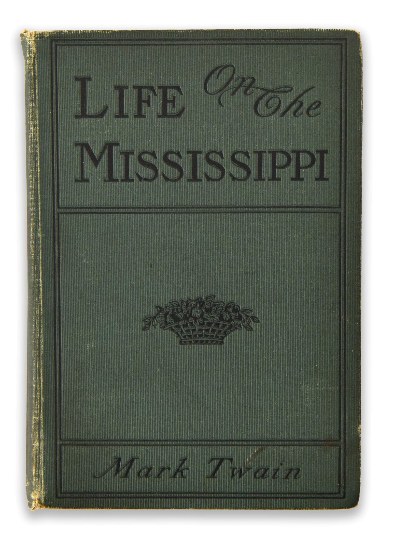 MARK TWAIN - SIGNED LIFE ON THE MISSISSIPPI (HARPER & BROTHERS, NEW YORK & LONDON, 1899): MARK TWAIN - SIGNED LIFE ON THE MISSISSIPPI (HARPER & BROTHERS, NEW YORK & LONDON, 1899) Signature: Mark Twain Description: The volume is bound in publisher's green cloth with gilt and blind-stamped d