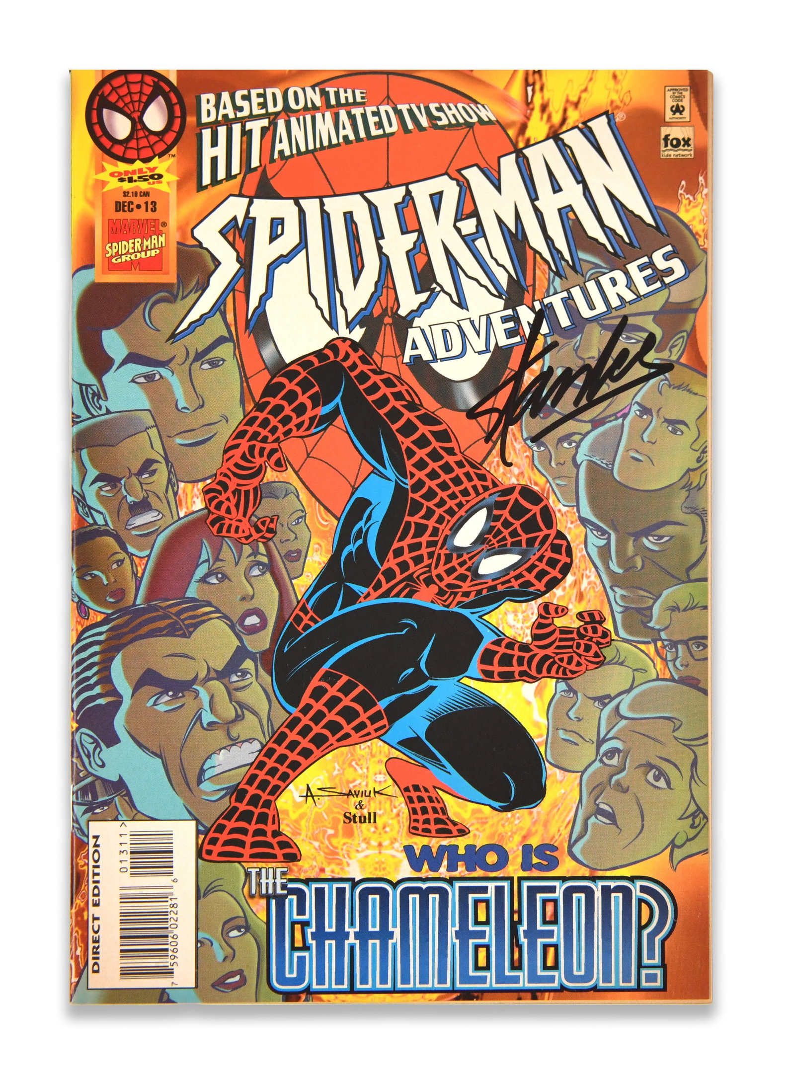 STAN LEE (1922-2018), SIGNED SPIDER-MAN ADVENTURES NO. 13 COMIC BOOK (1 of 3)