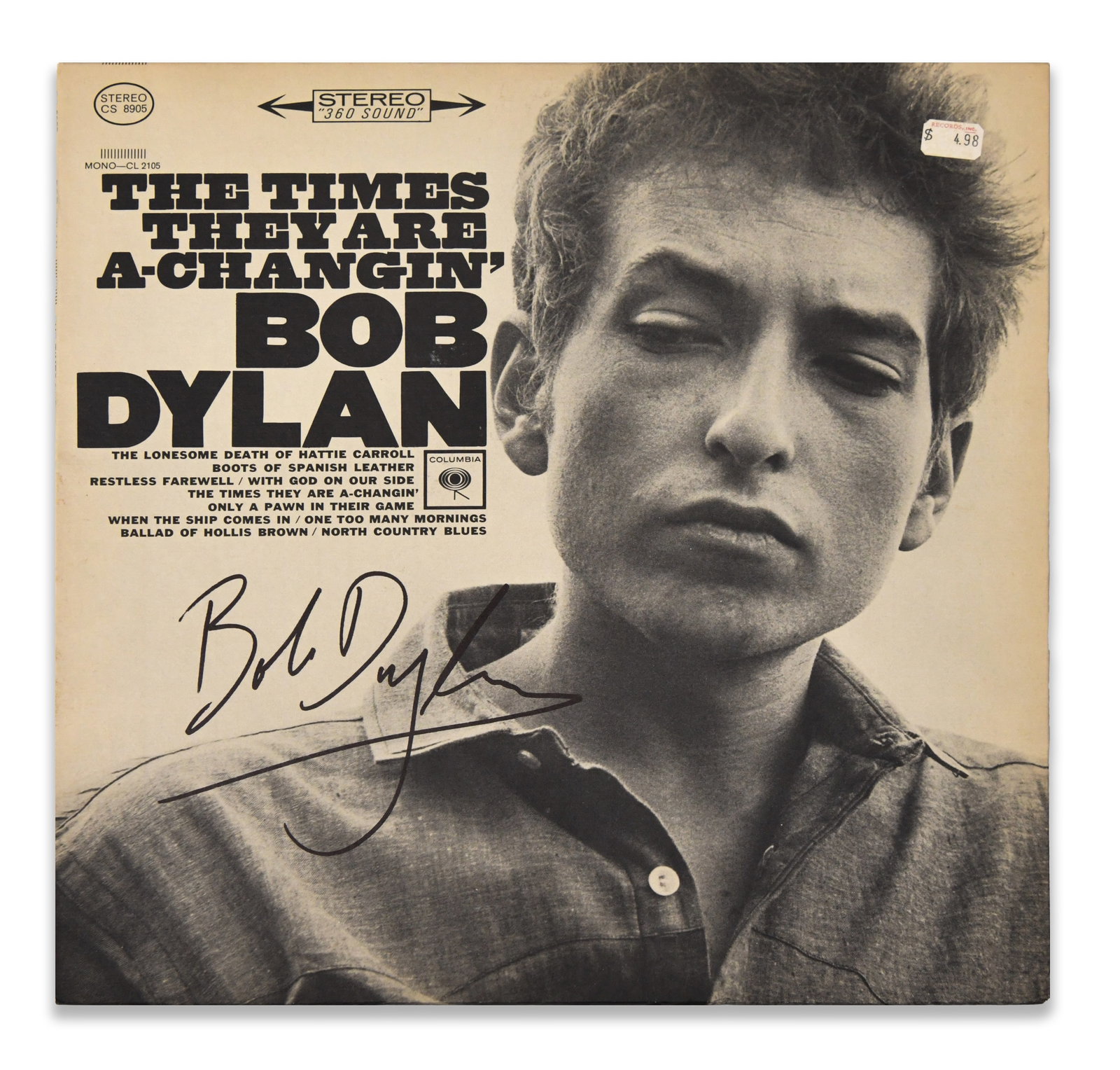 BOB DYLAN - SIGNED THE TIMES THEY ARE A-CHANGIN' LP (COLUMBIA RECORDS) (1 of 5)