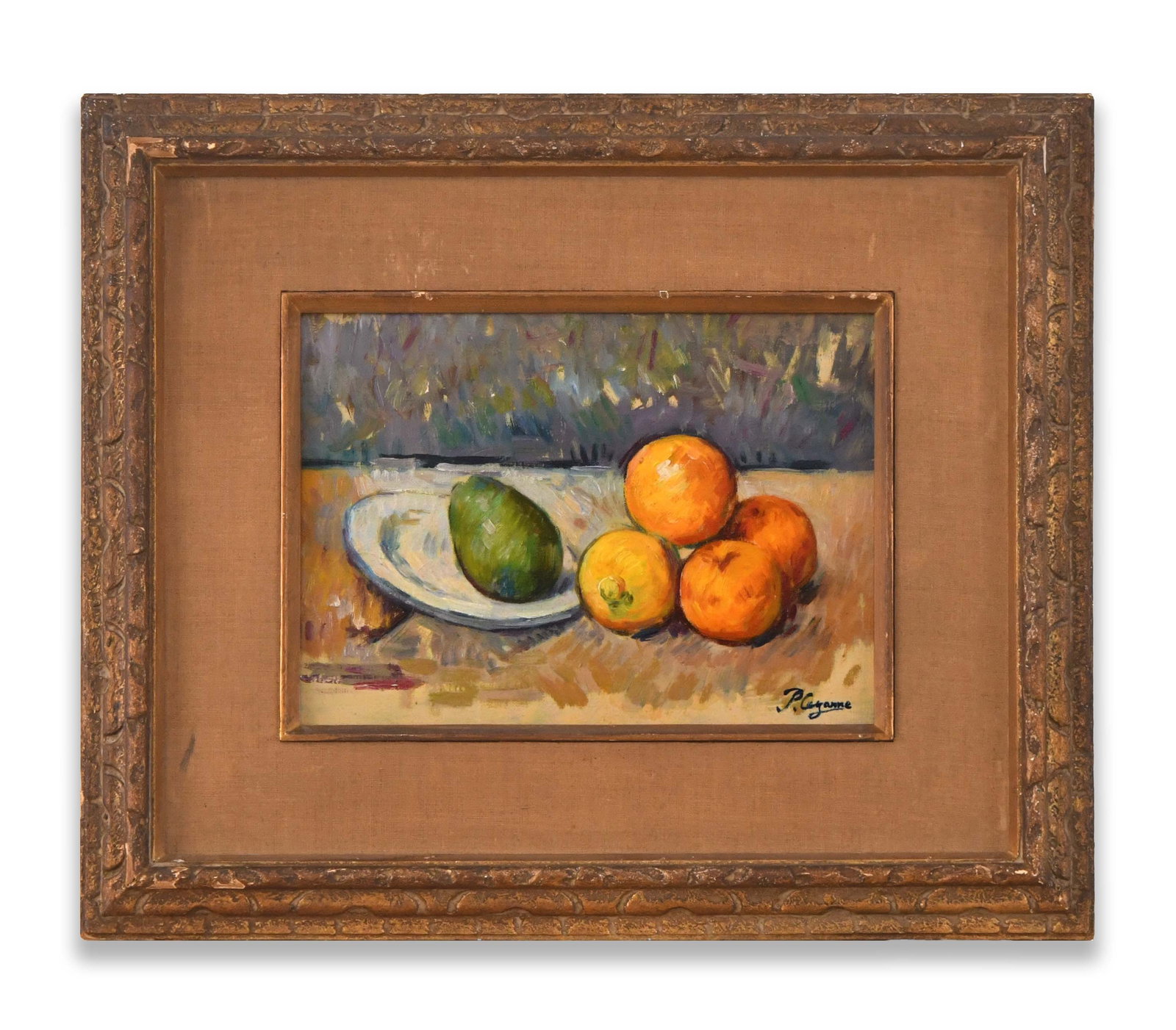PAUL CÉZANNE (1839-1906), ATTRIBUTED TO, OIL ON CANVAS: PAUL CÉZANNE (1839-1906), ATTRIBUTED TO, OIL ON CANVAS Dimensions: Image size: 24.3 x 33.4 cm. All measured values are approximate. Outer frame size: 47.5 x 56.6 cm. All measured values are approxima