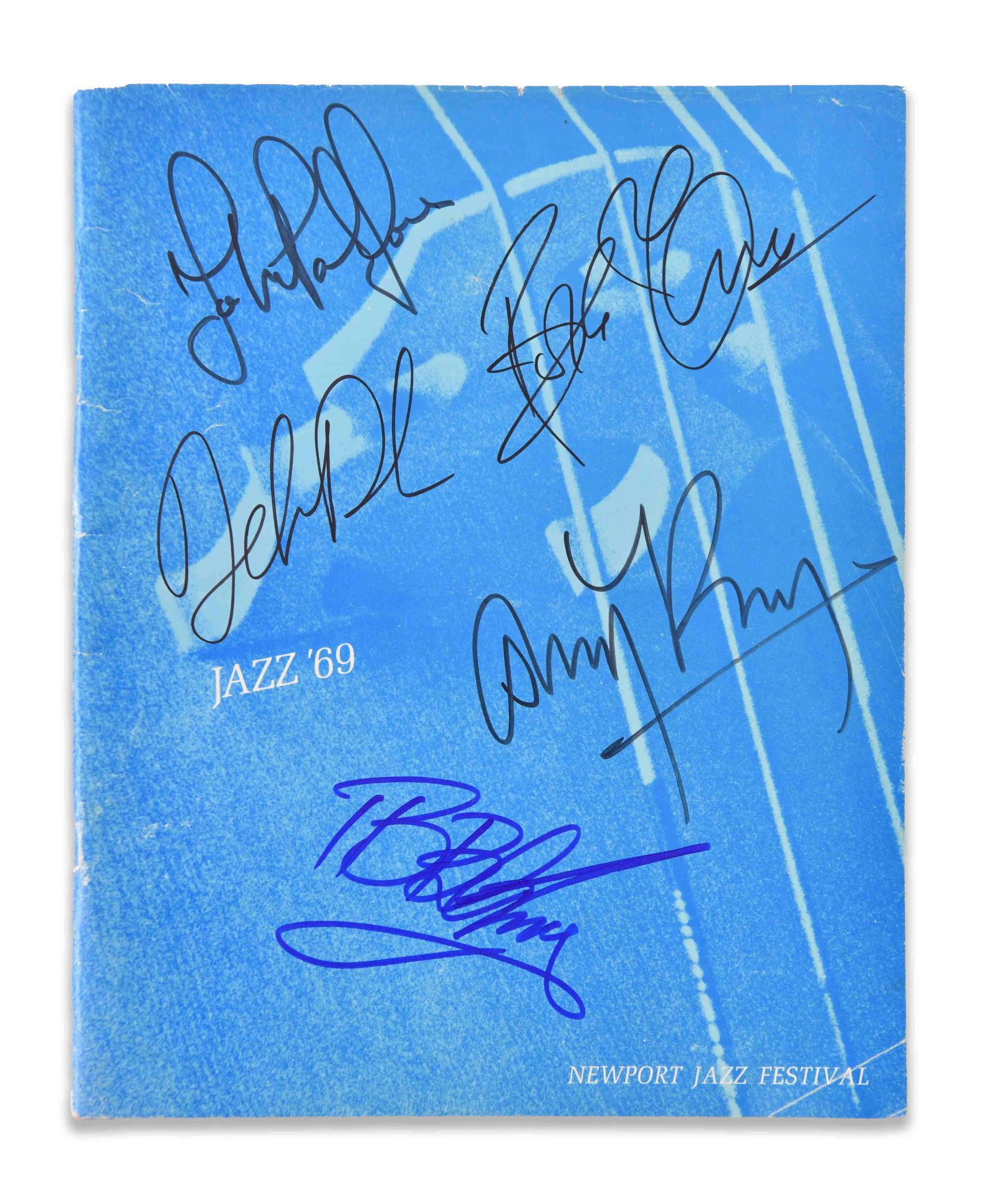 LED ZEPPELIN AND B.B. KING - SIGNED JAZZ '69 NEWPORT JAZZ FESTIVAL PROGRAM: LED ZEPPELIN AND B.B. KING - SIGNED JAZZ '69 NEWPORT JAZZ FESTIVAL PROGRAM Signature: Jimmy Page, Robert Plant, John Paul Jones, John Bonham and B.B. King. Description: A Jazz '69 Newport Jazz Festiva