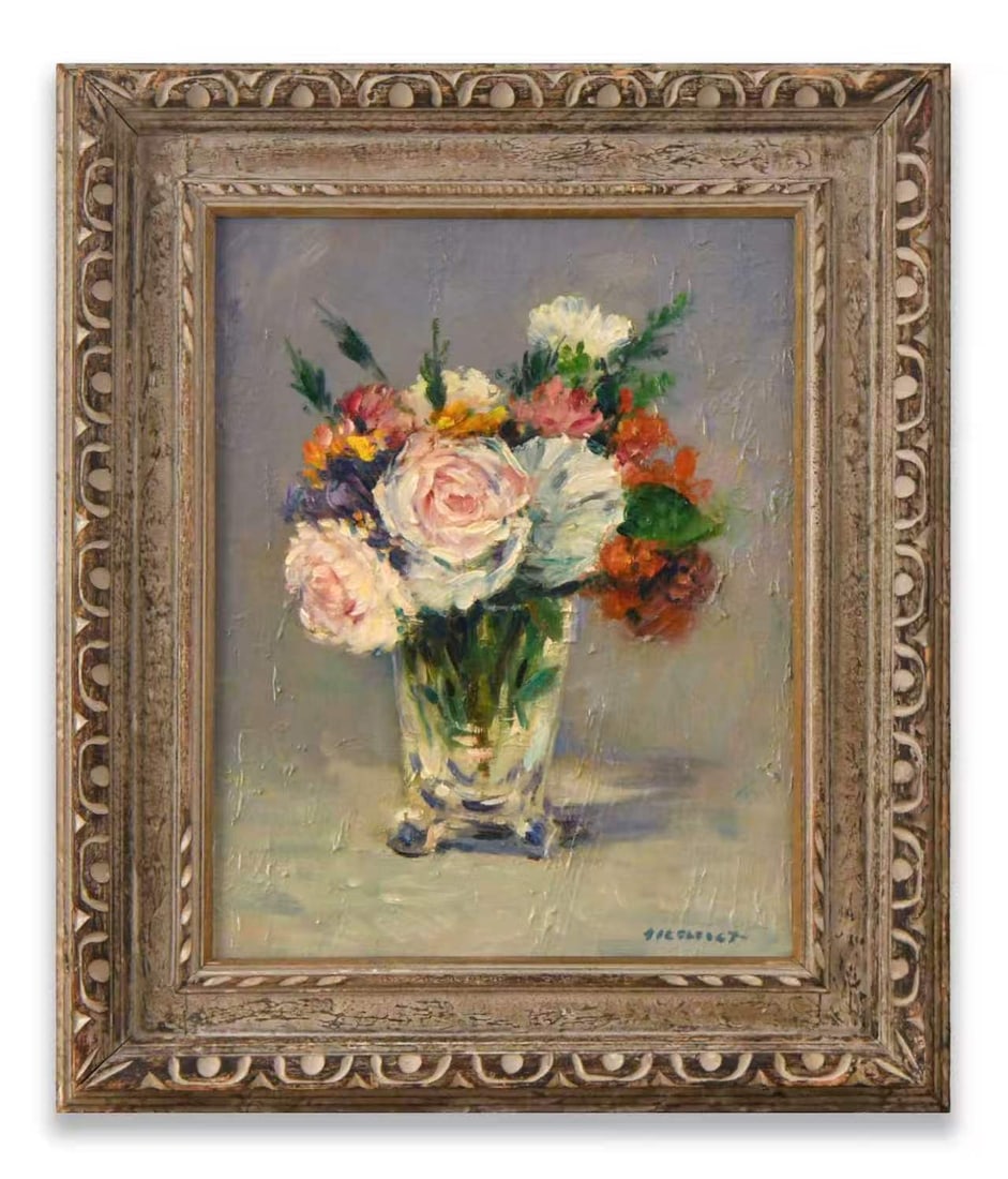 ÉDOUARD MANET (1832-1883), ATTRIBUTED TO, OIL ON CANVAS: ÉDOUARD MANET (1832-1883), ATTRIBUTED TO, OIL ON CANVAS Dimensions: Image size: 40.9 x 32 cm. All measured values are approximate. Outer frame size: 56.3 x 47.3 cm. All measured values are approximat