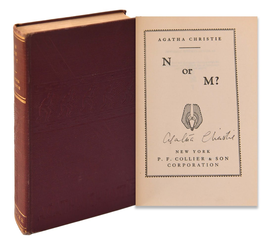 AGATHA CHRISTIE (1890-1976), SIGNED N OR M?: AGATHA CHRISTIE (1890-1976), SIGNED N OR M? Signature: Agatha Christie Description: A signed book centered on Agatha Christie wartime mystery novel. The photographic record shows the principal face of