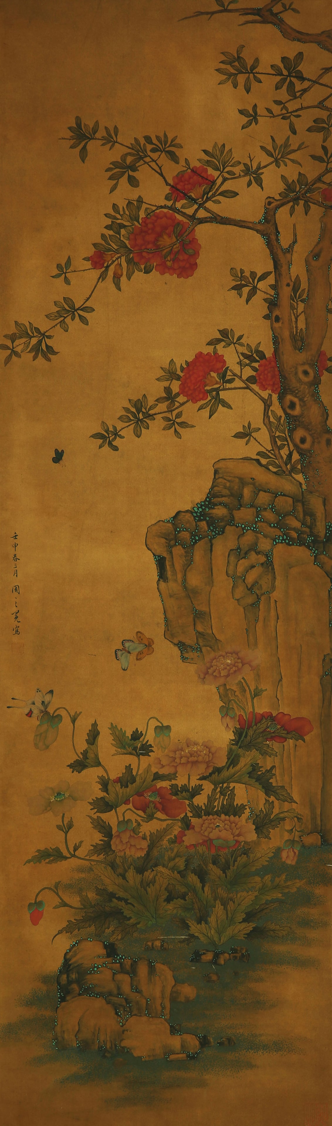 ZHOU ZHIMIAN (C.1521-C.1600), ATTRIBUTED TO, FLOWERS: ZHOU ZHIMIAN (C.1521-C.1600), ATTRIBUTED TO, FLOWERS Dimensions: Height: 128 cm (50.39 in.), Width: 38 cm (14.96 in.). All measurements are approximate.