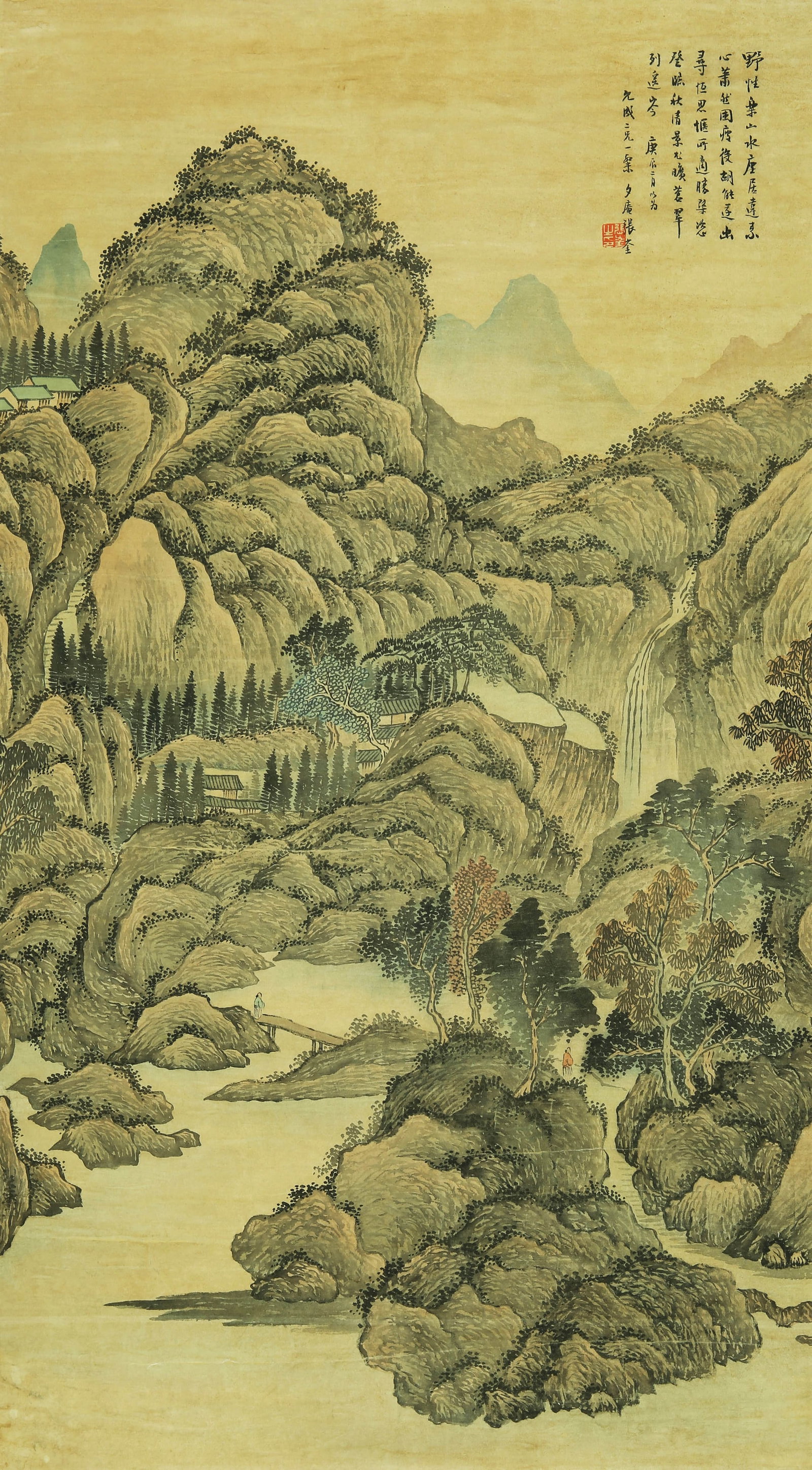 ZHANG YIN (1761-1829), ATTRIBUTED TO, LANDSCAPE: ZHANG YIN (1761-1829), ATTRIBUTED TO, LANDSCAPE Dimensions: Height: 89 cm (35.04 in.), Width: 50 cm (19.69 in.). All measurements are approximate.