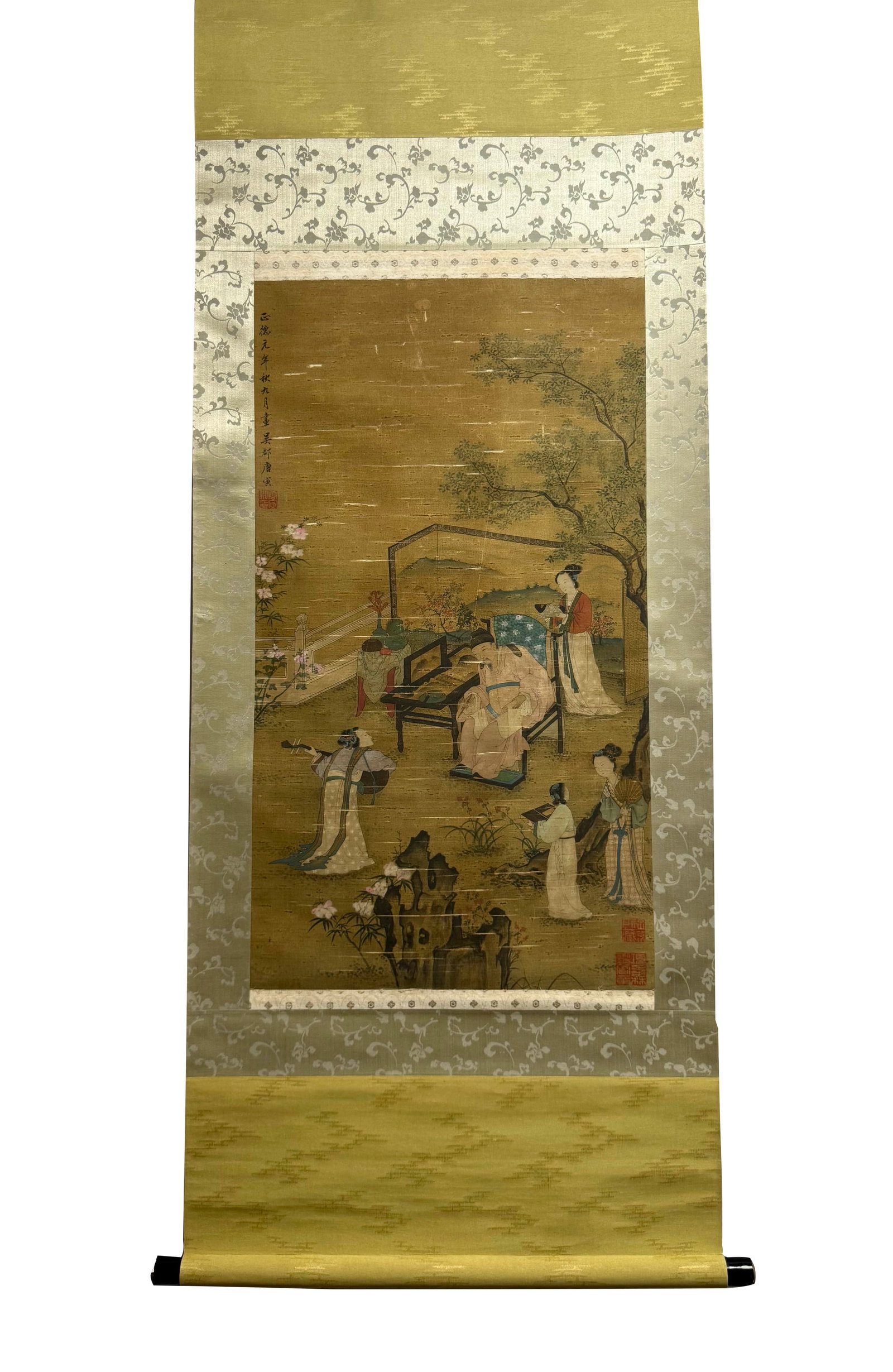 TANG YIN (1470-1524), ATTRIBUTED TO, LADY (HANGING SCROLL, INK AND COLOR ON SILK): TANG YIN (1470-1524), ATTRIBUTED TO, LADY (HANGING SCROLL, INK AND COLOR ON SILK) Dimensions: Height: 75 cm (29.53 in.), Width: 42 cm (16.54 in.). All measurements are approximate.