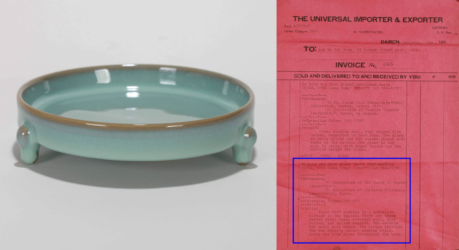 A RU WARE 'PLAIN' TRIPOD BRUSH WASHER: A RU WARE 'PLAIN' TRIPOD BRUSH WASHER Dimensions: Diameter: 14 cm (5.51 in.). All measurements are approximate.