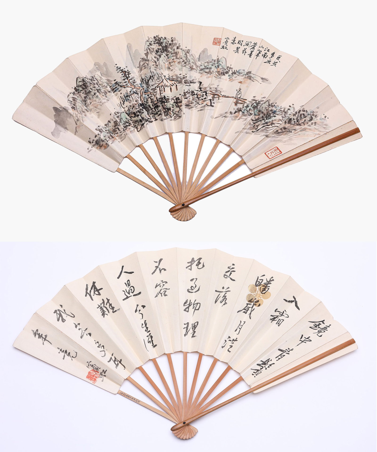 HUANG BINHONG (1865-1955), ATTRIBUTED TO, LANDSCAPE AND CALLIGRAPHY (1 of 6)