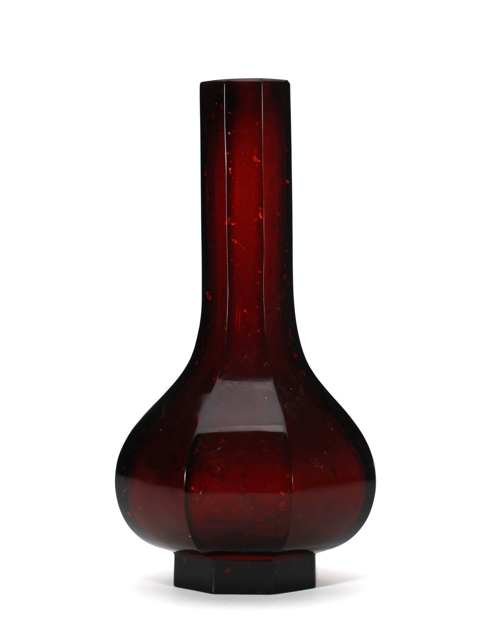 A GLASS 'PLAIN' OCTAGONAL LONG-NECK VASE (1 of 6)