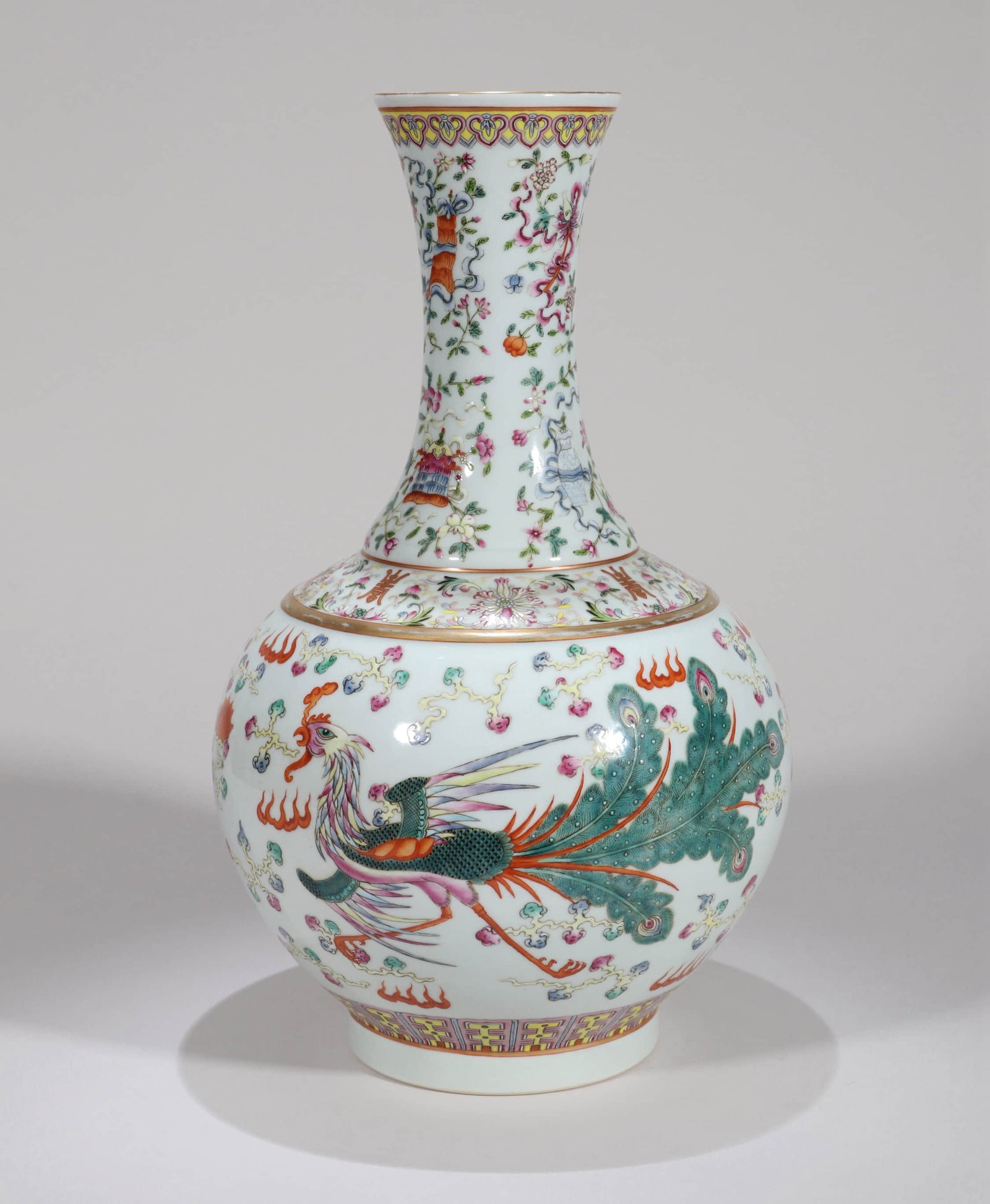 A FAMILLE ROSE 'DRAGON AND PHOENIX' VASE (1 of 10)