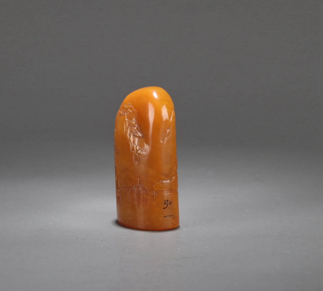 A TIANHUANG 'FIGURES AND STORY' SEAL: A TIANHUANG 'FIGURES AND STORY' SEAL Dimensions: Height: 5.5 cm (2.17 in.). Weight: 60.5 g. All measurements are approximate.