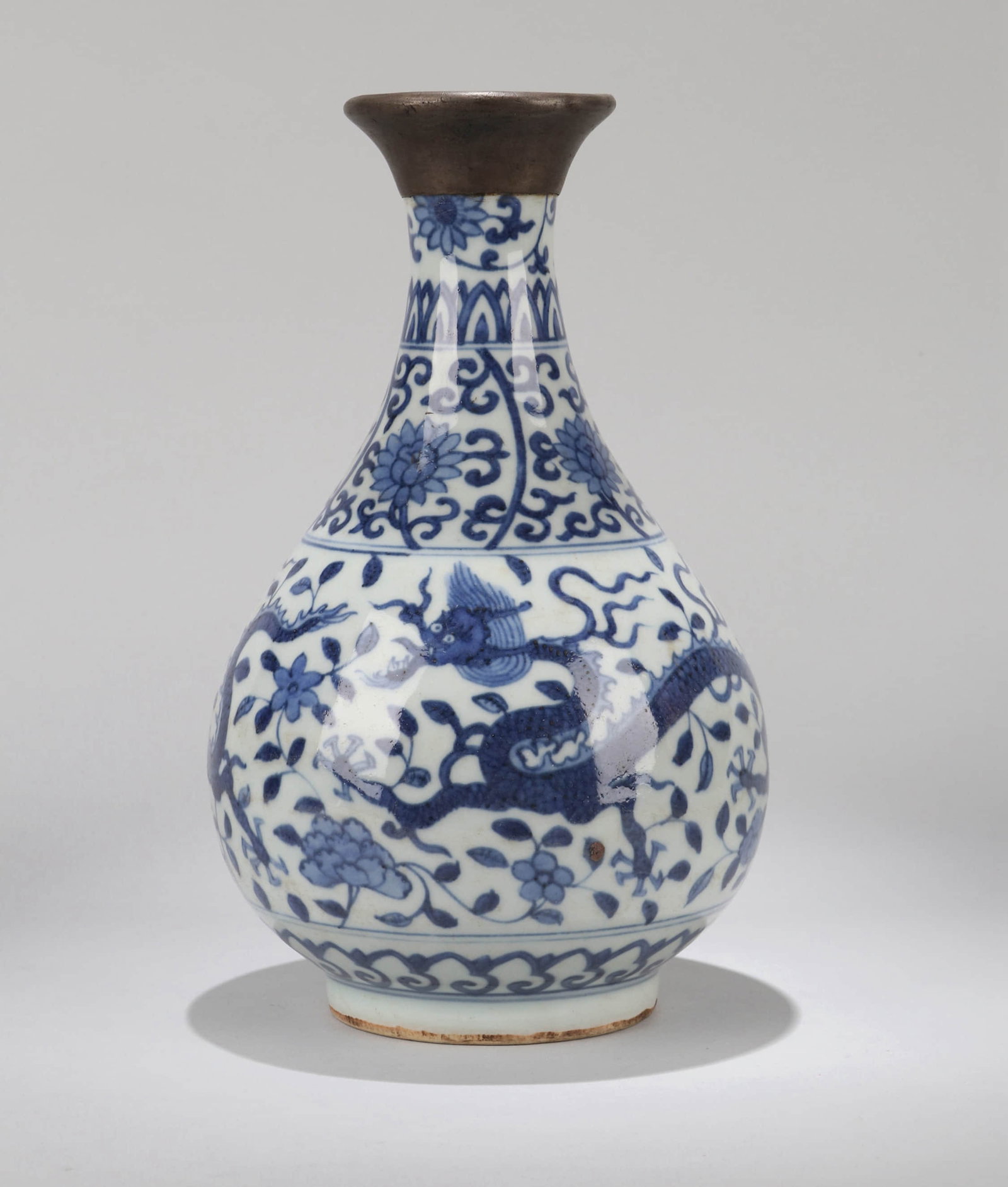 A BLUE AND WHITE 'DRAGON AMONG FLOWERS' YUHUCHUN VASE (1 of 10)