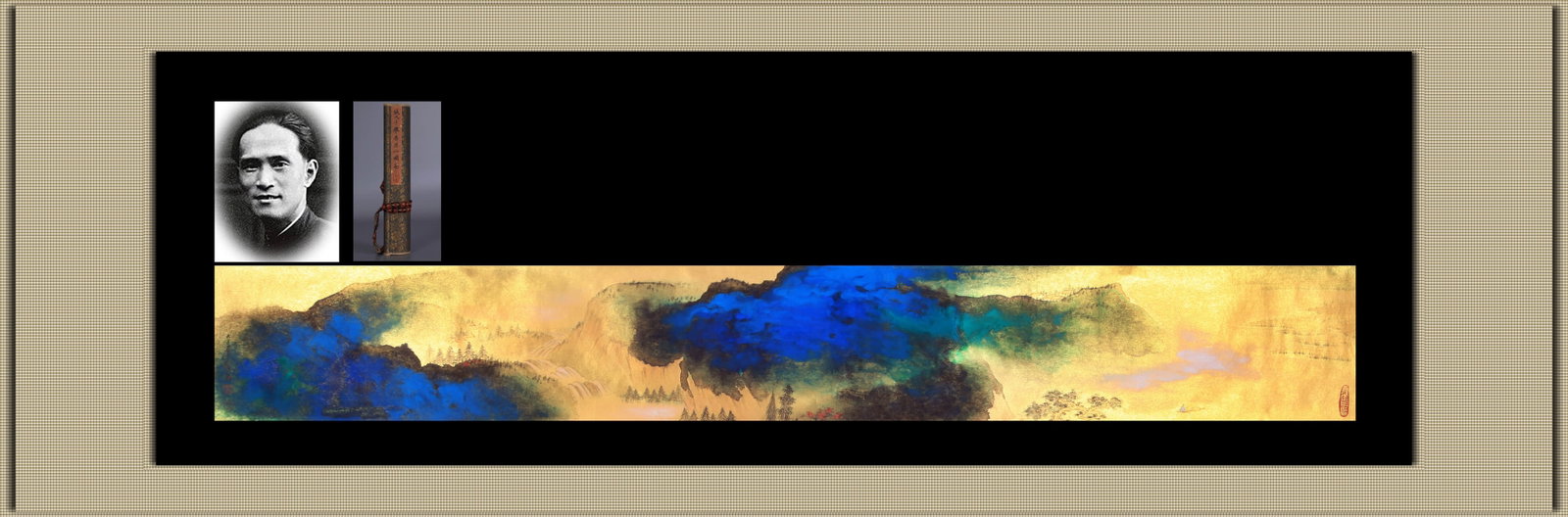 ZHANG DAQIAN (1899-1983), ATTRIBUTED TO, GOLD-SPLASHED SPLASHED-COLOR LANDSCAPE (HANDSCROLL, INK AND: ZHANG DAQIAN (1899-1983), ATTRIBUTED TO, GOLD-SPLASHED SPLASHED-COLOR LANDSCAPE (HANDSCROLL, INK AND COLOR ON PAPER) Dimensions: Height: 27.5 cm (10.83 in.), Width: 193 cm (75.98 in.). All measurement